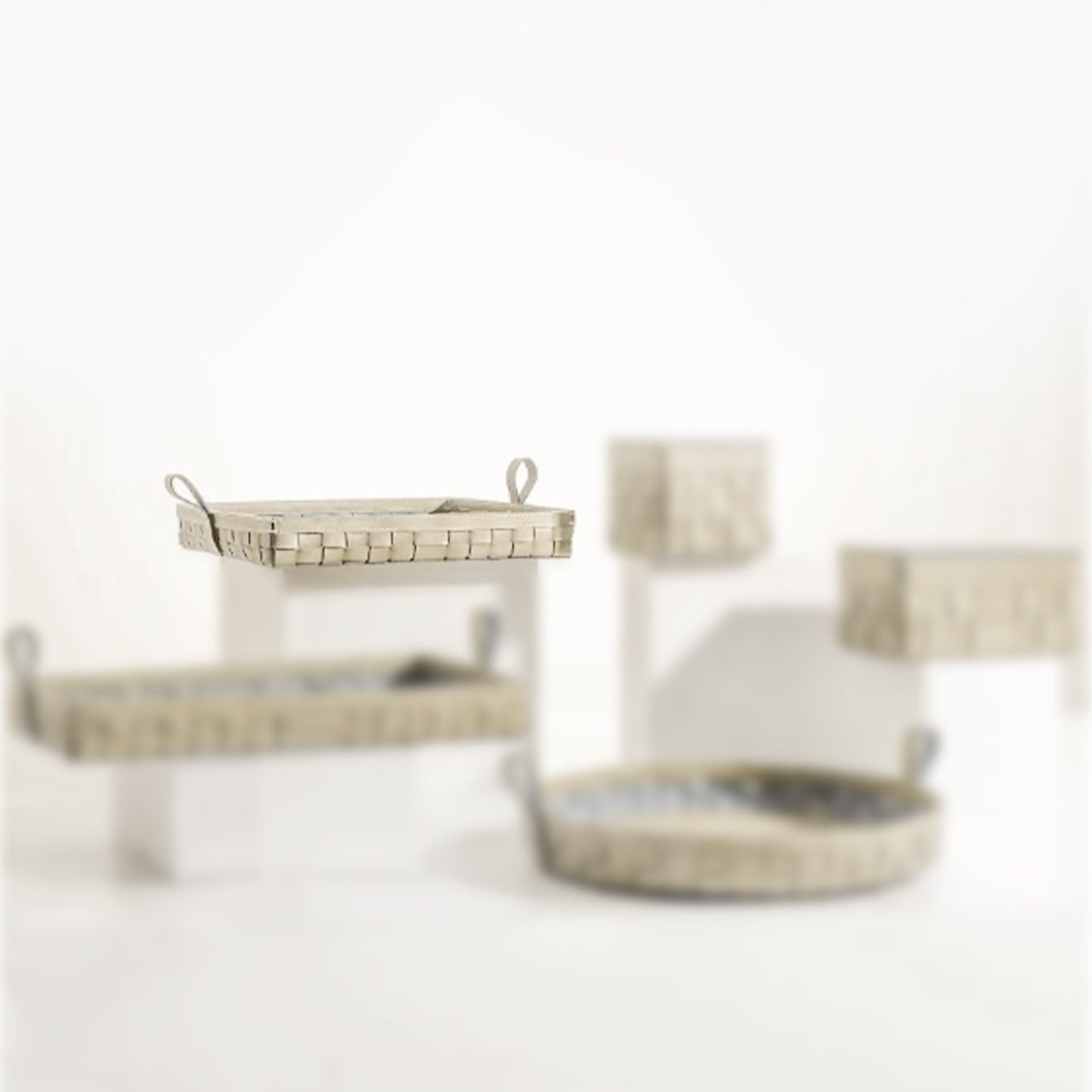 Beige rectangular knitting tray from BEACON, made of durable material, ideal for organizing knitting supplies.