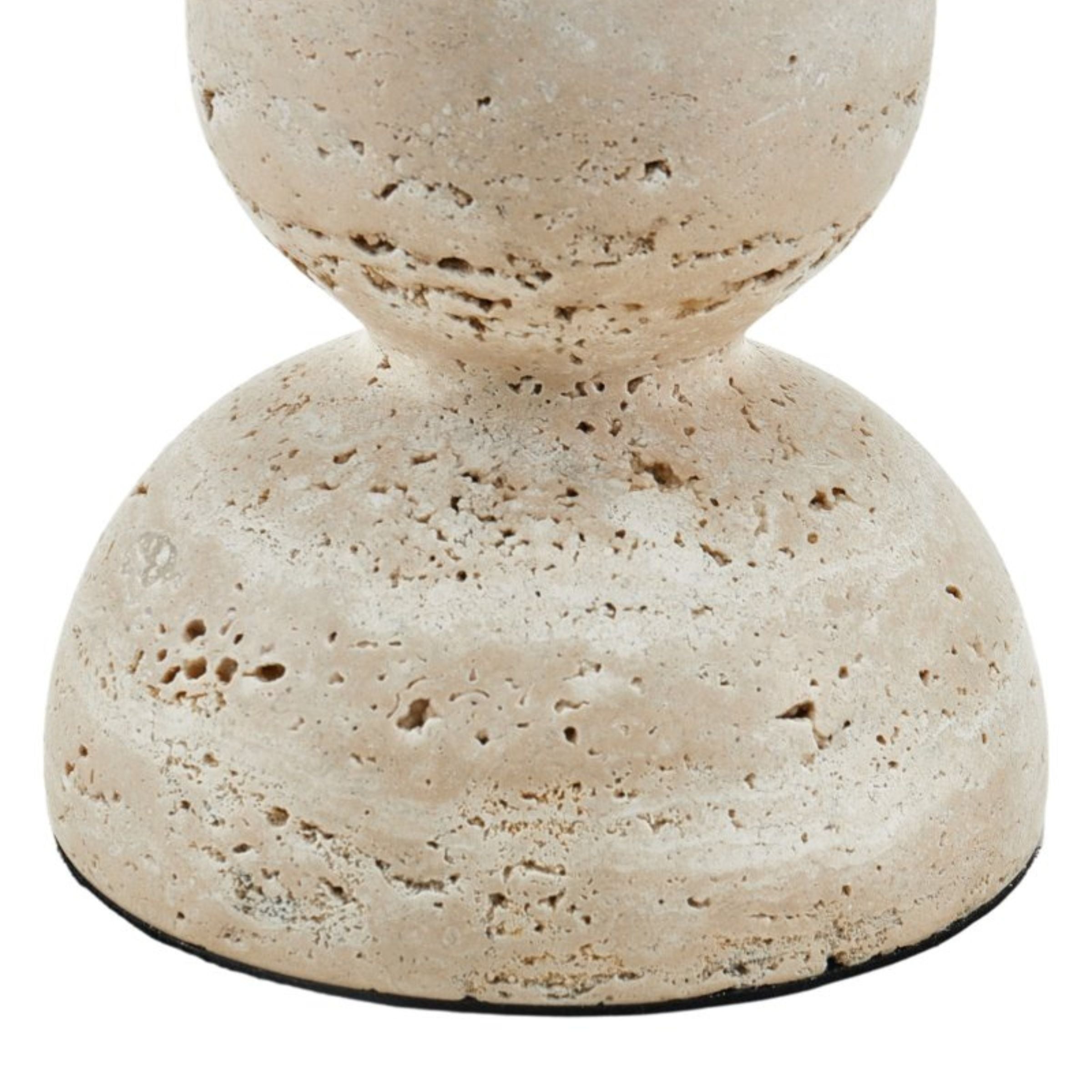 Large beige marble candle holder by Beacon, elegant cylindrical design suitable for decorative or ambient lighting.