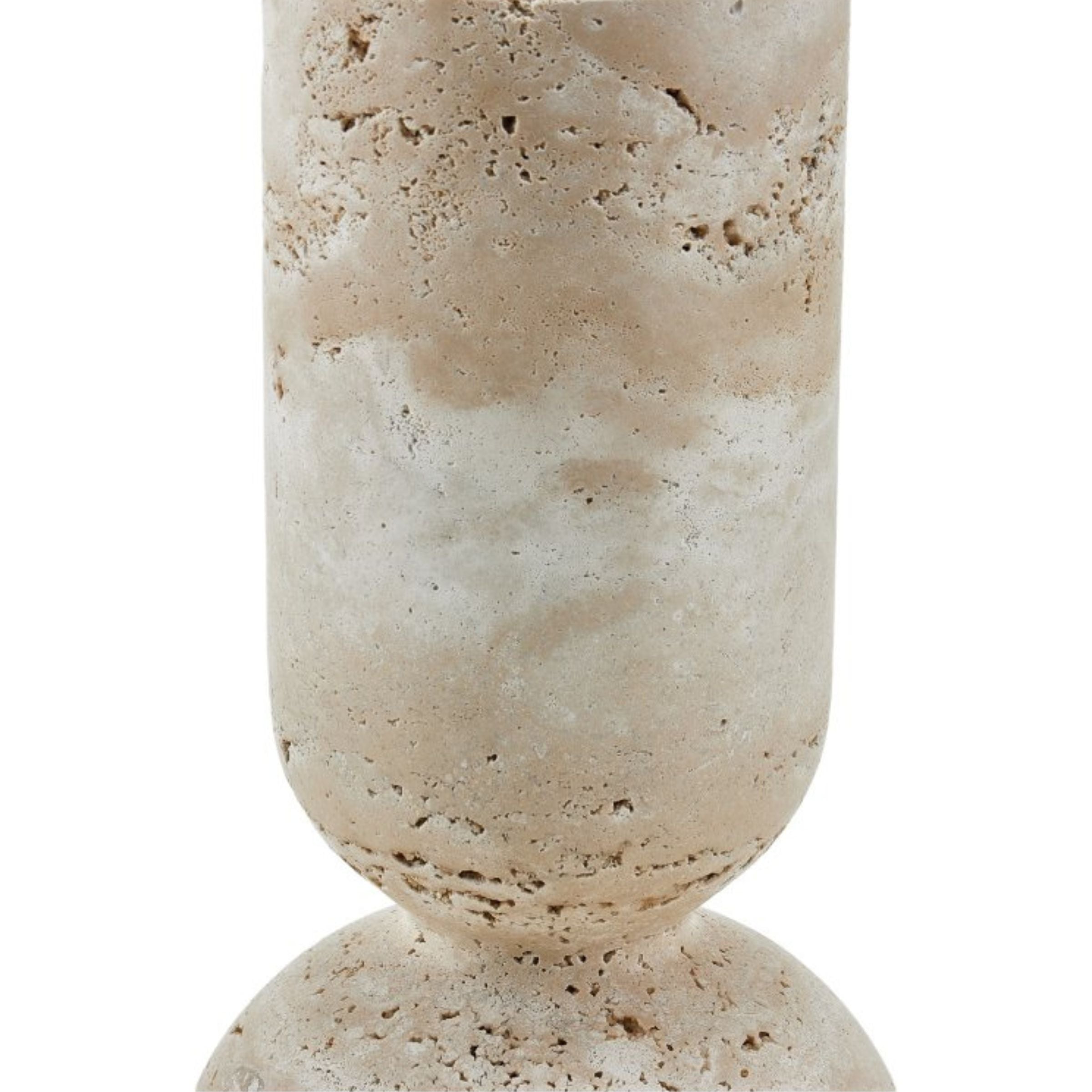 Large beige marble candle holder from Beacon, elegant design perfect for home decor and ambient lighting.