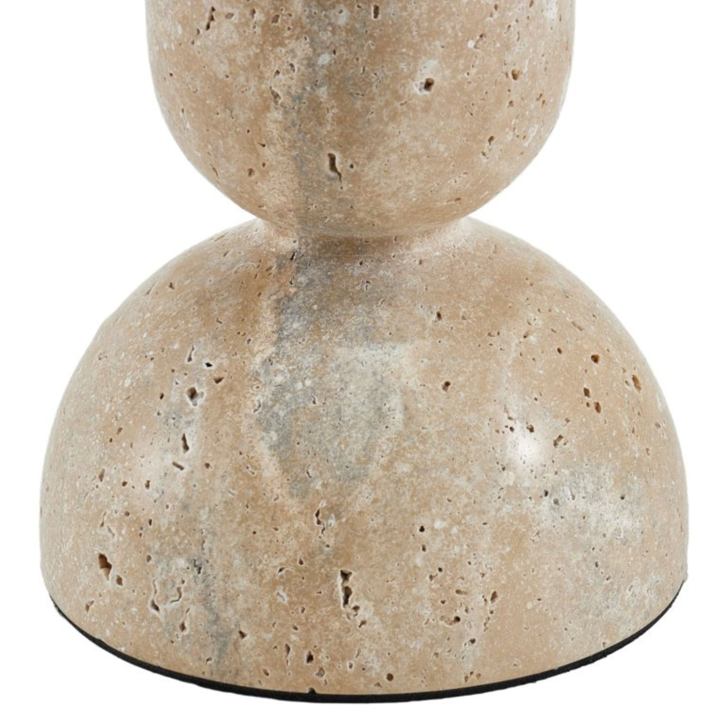 Large beige marble candle holder from Beacon, elegant cylindrical design with smooth polished surface, perfect for decorative candles.