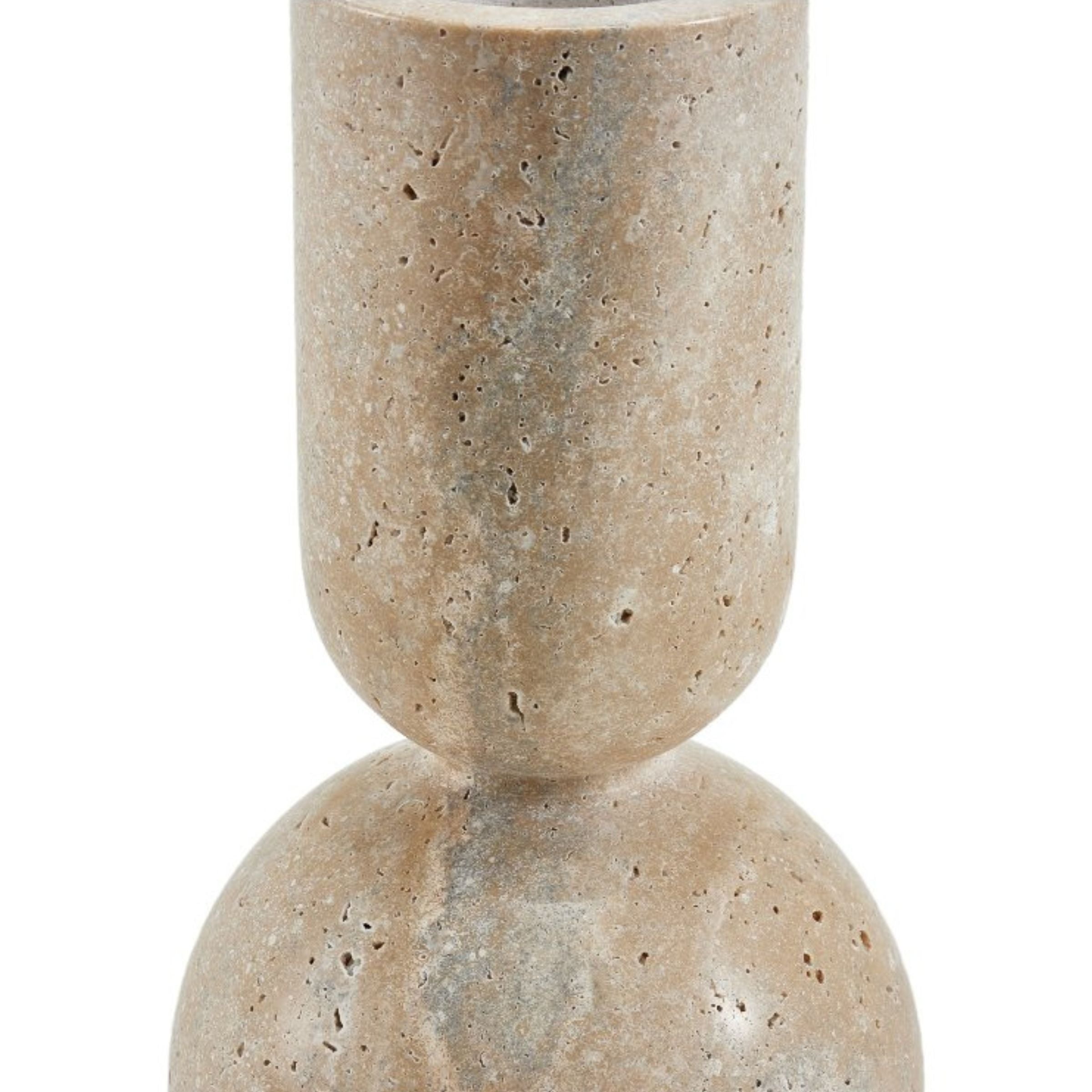 Large beige marble candle holder by Beacon, elegant design perfect for home decor and ambient lighting.