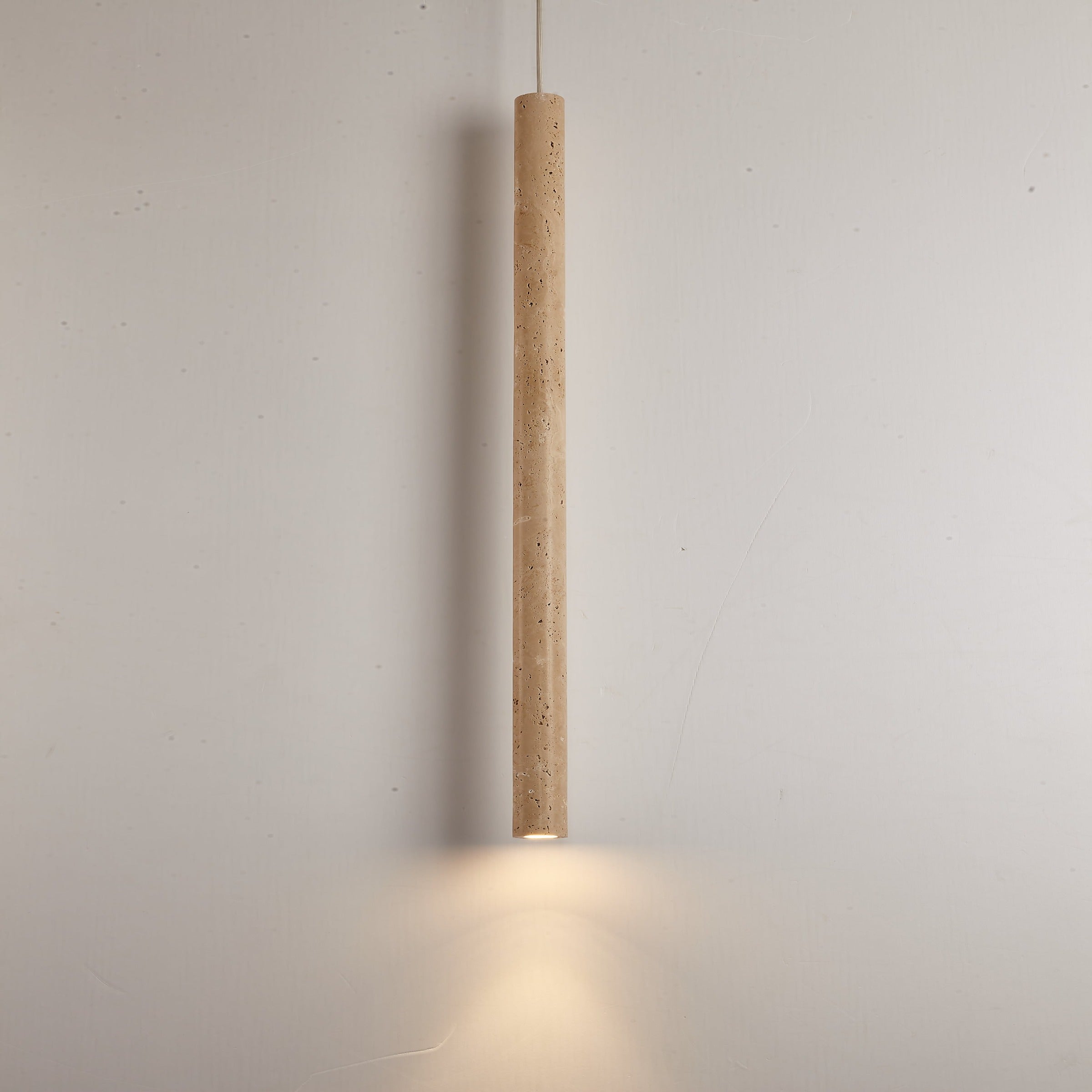 Beige natural Travertine marble pendant lamp by BEACON JIADG, showcasing a stylish, modern pendant lamp with stone texture.