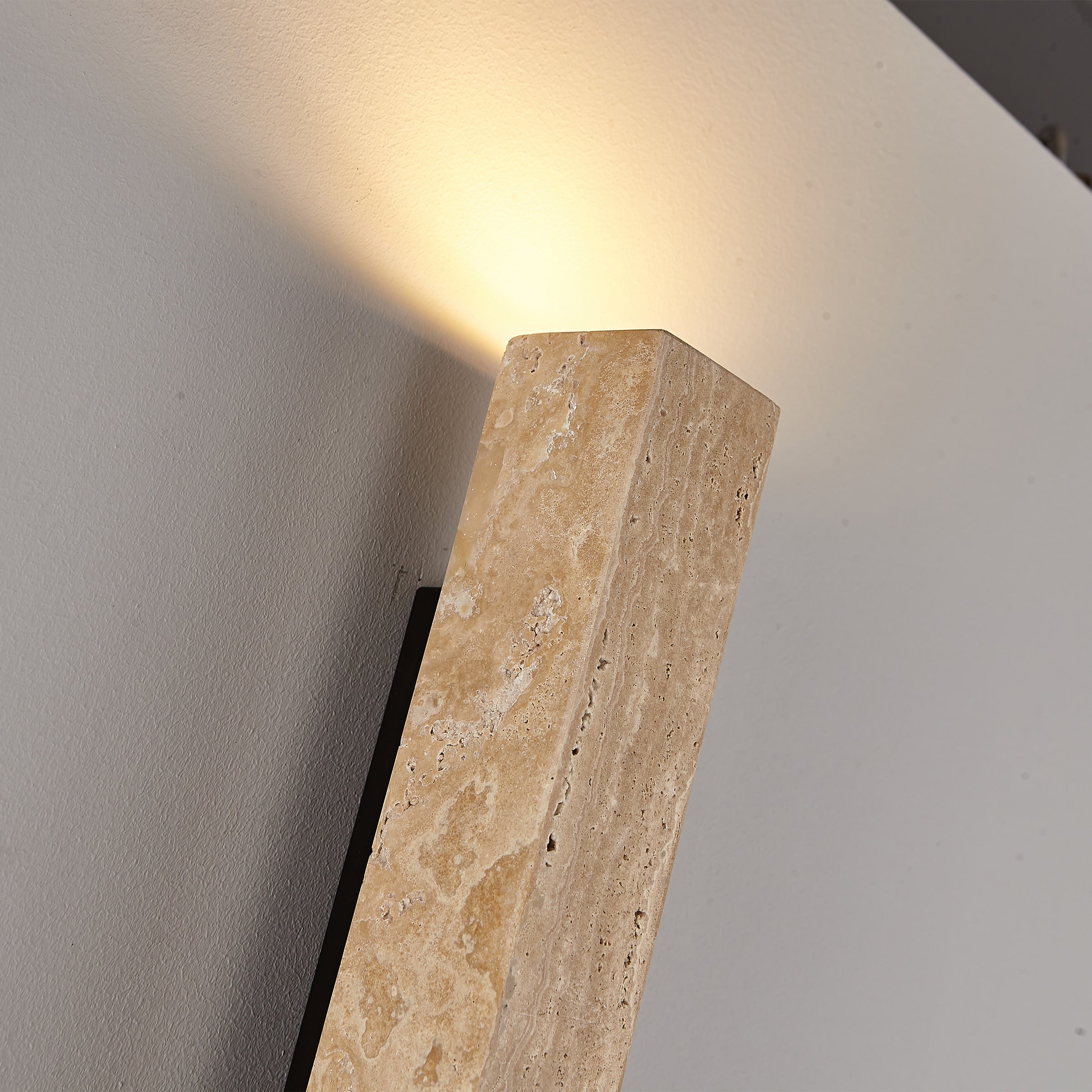 Beige natural travertine marble wall lamp with sleek design, featuring 3W LED lighting, by BEACON (JIADG).