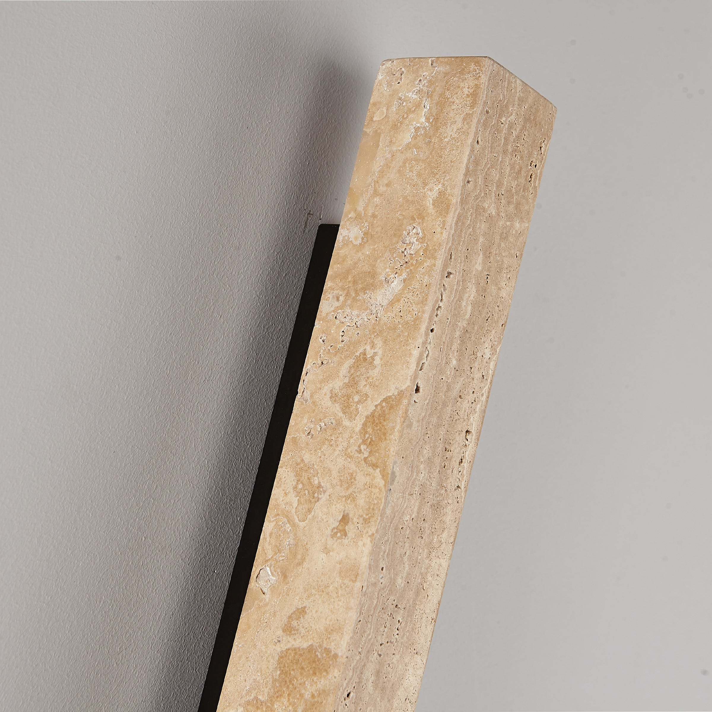 Beige natural travertine marble wall lamp with 3W light, modern design, mounted on a wall for stylish interior lighting.