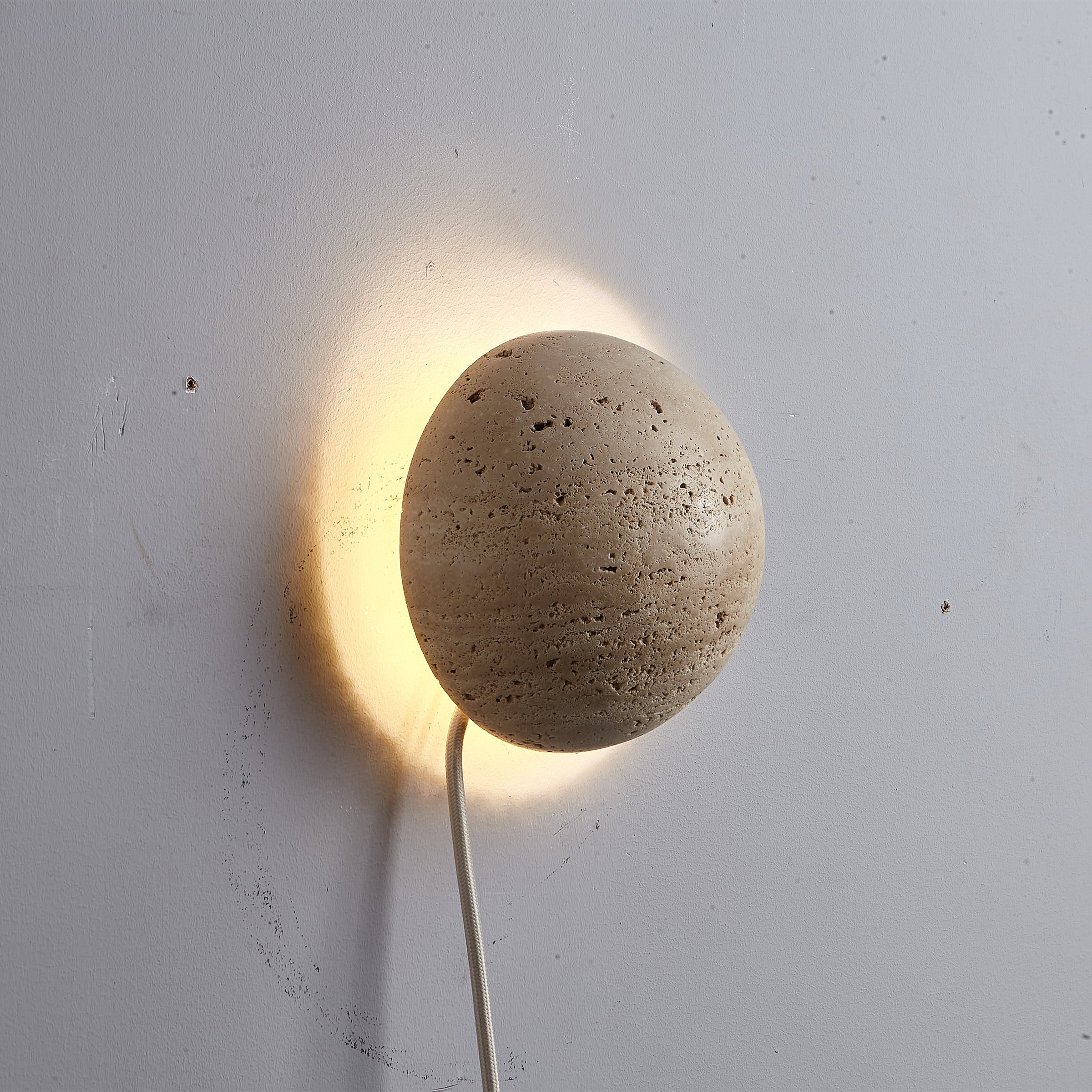Beige Natural Travertine Marble  Wall Lamp 60109-W1 -  Wall Lamps - ebarza Furniture UAE | Shop Modern Furniture in Abu Dhabi & Dubai - مفروشات ايبازرا في الامارات | تسوق اثاث عصري وديكورات مميزة في دبي وابوظبي
