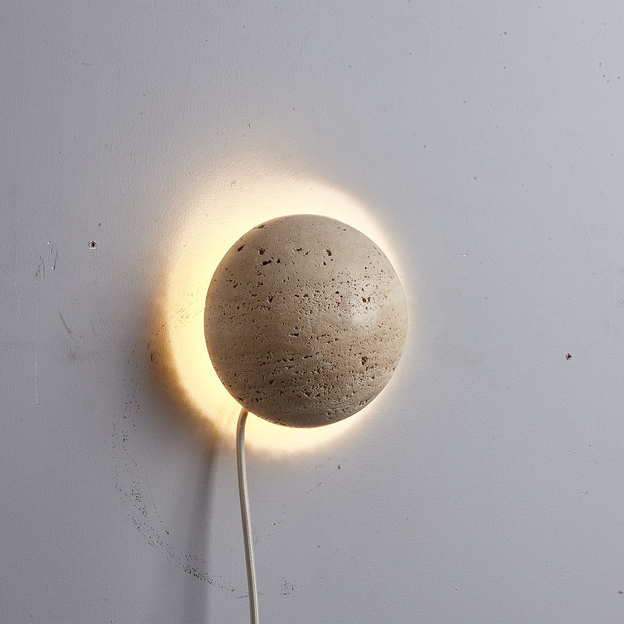 Beige Natural Travertine Marble  Wall Lamp 60109-W1 -  Wall Lamps - ebarza Furniture UAE | Shop Modern Furniture in Abu Dhabi & Dubai - مفروشات ايبازرا في الامارات | تسوق اثاث عصري وديكورات مميزة في دبي وابوظبي