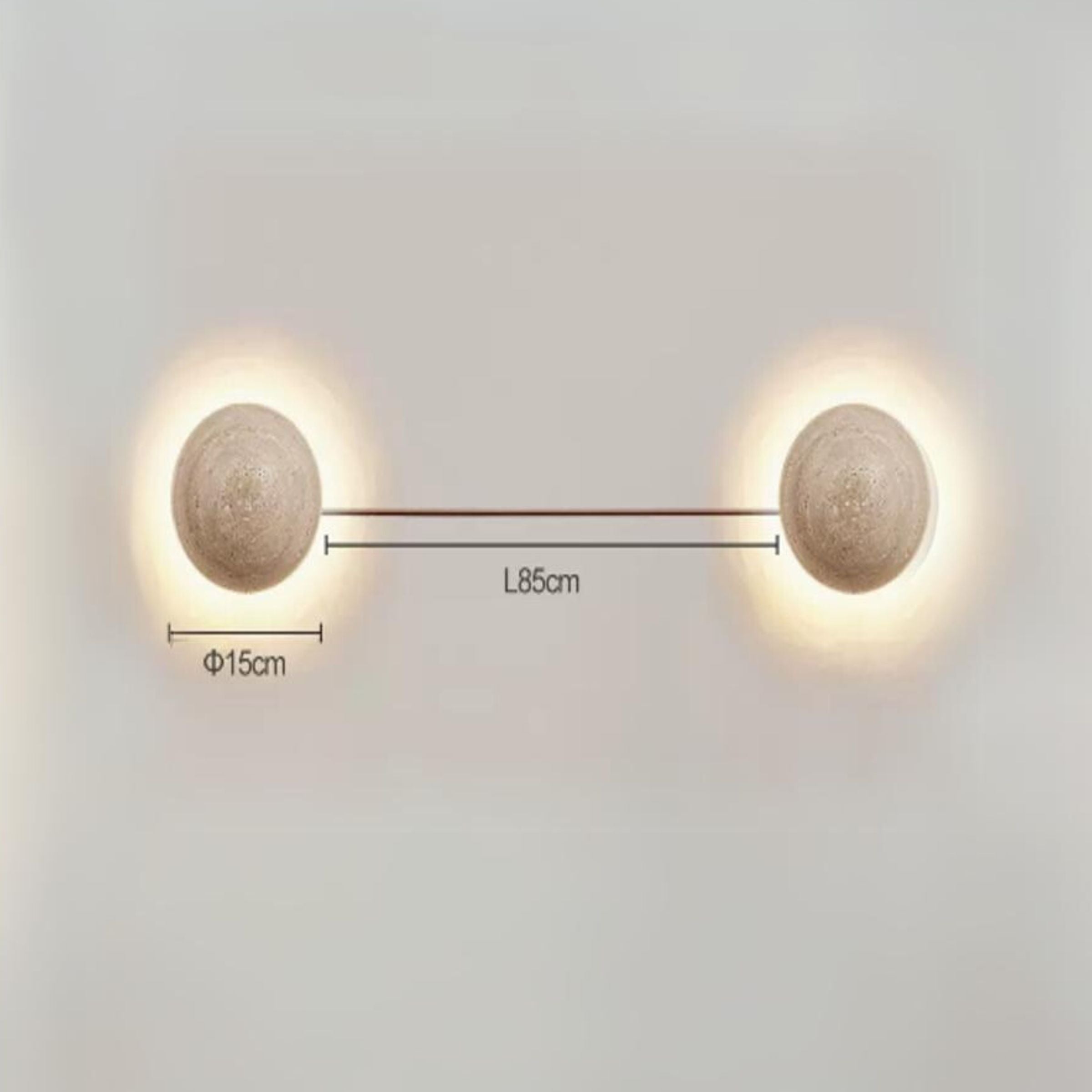Beige natural Travertine marble wall lamp by BEACON JIADG, wall-mounted lighting fixture with elegant stone finish.