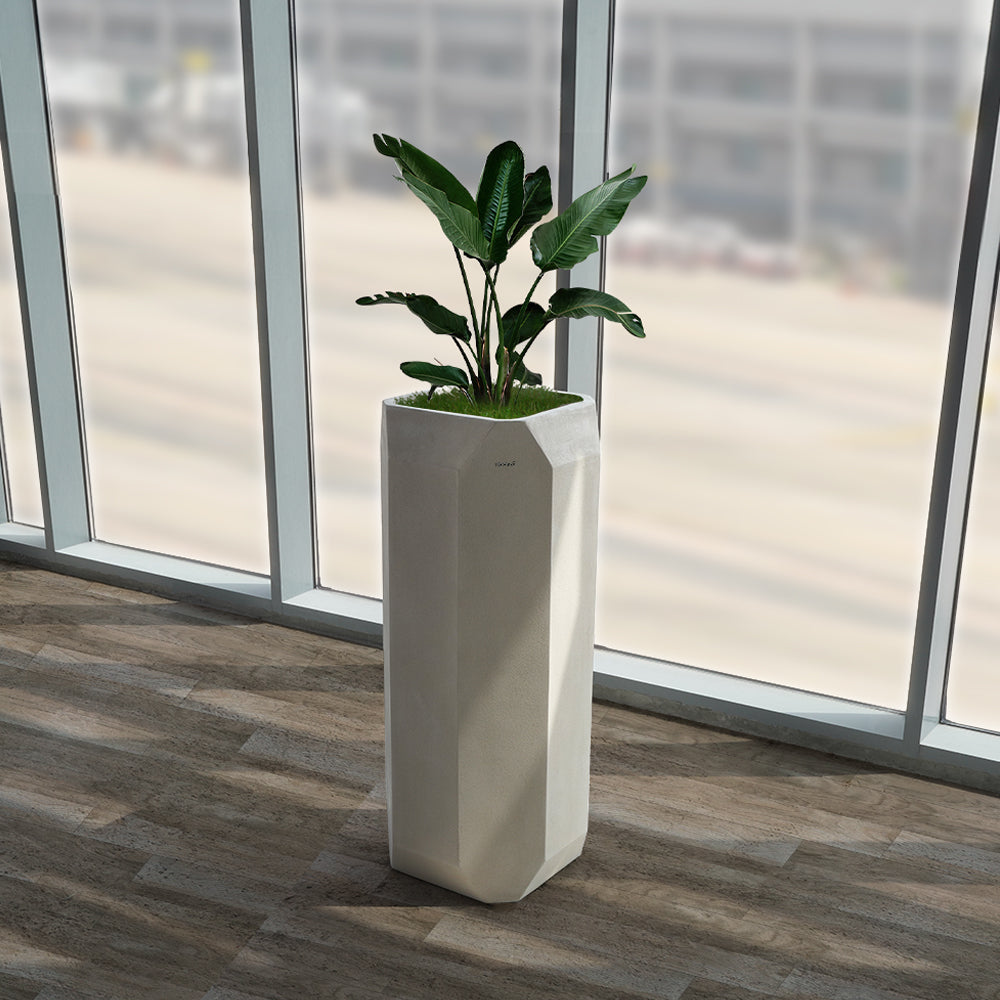 Beige BEACON planter box XK-4084A made of durable material, ideal for outdoor or indoor plant displays.