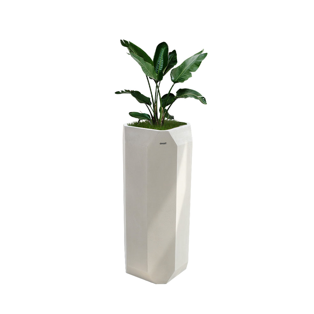 Beige BEACON planter box XK-4084A made of durable material, suitable for outdoor or indoor garden displays.