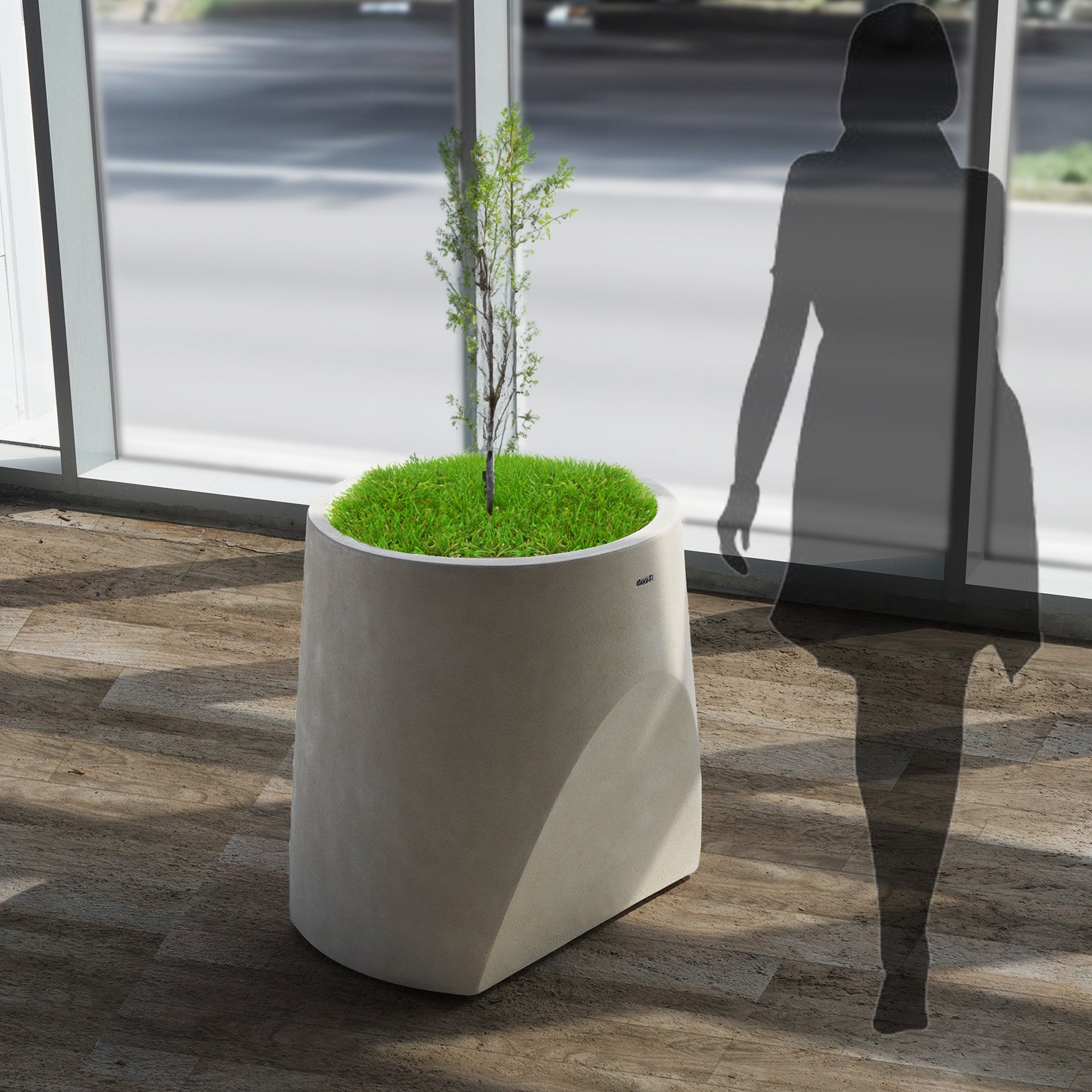 Beige BEACON planter box XK-4085A made of durable material, perfect for outdoor or indoor garden planting.