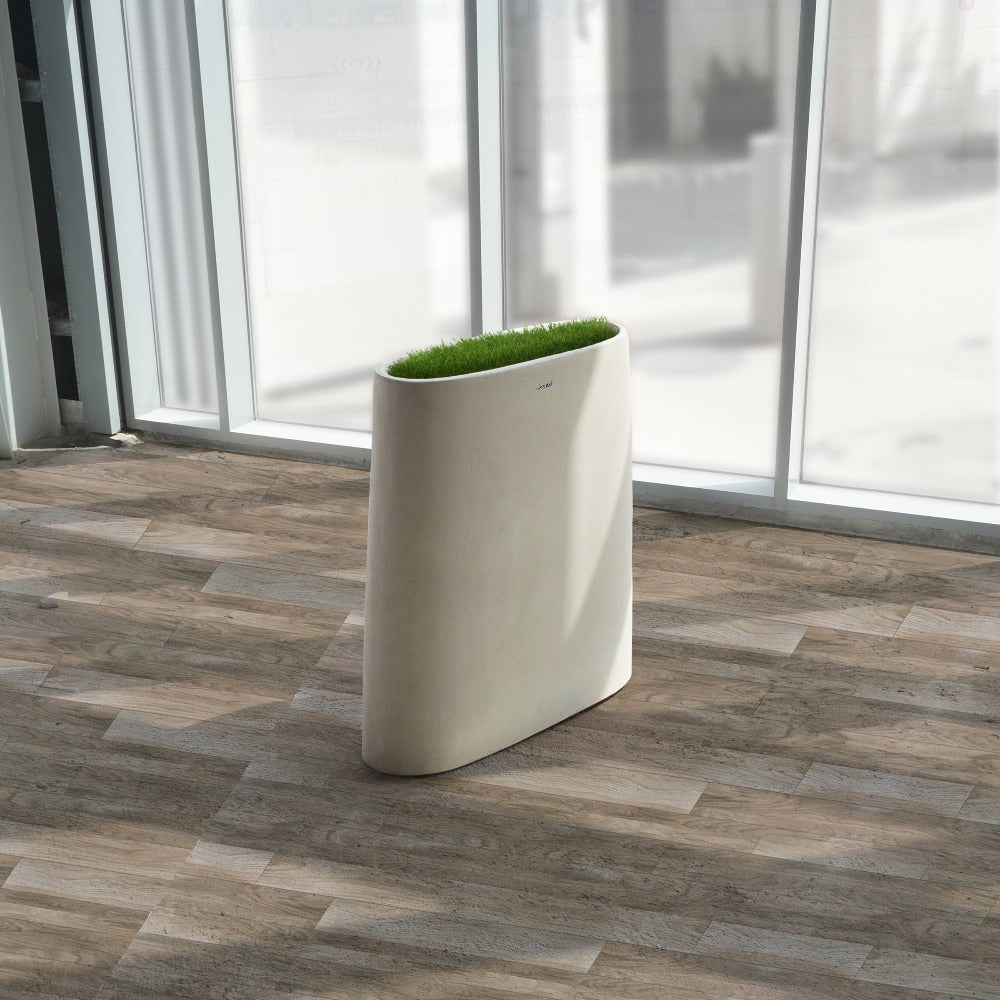 Beige BEACON planter box XK-4087A made of durable material, ideal for outdoor or indoor gardening, with a rectangular shape.