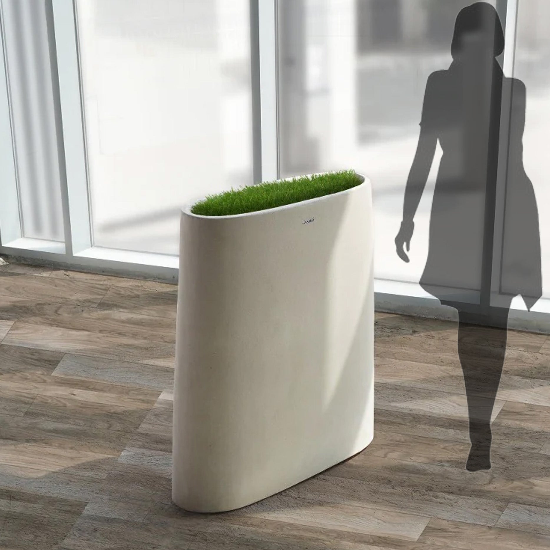 Beige BEACON XK-4087A planter box made of durable material, designed for outdoor or indoor garden use.