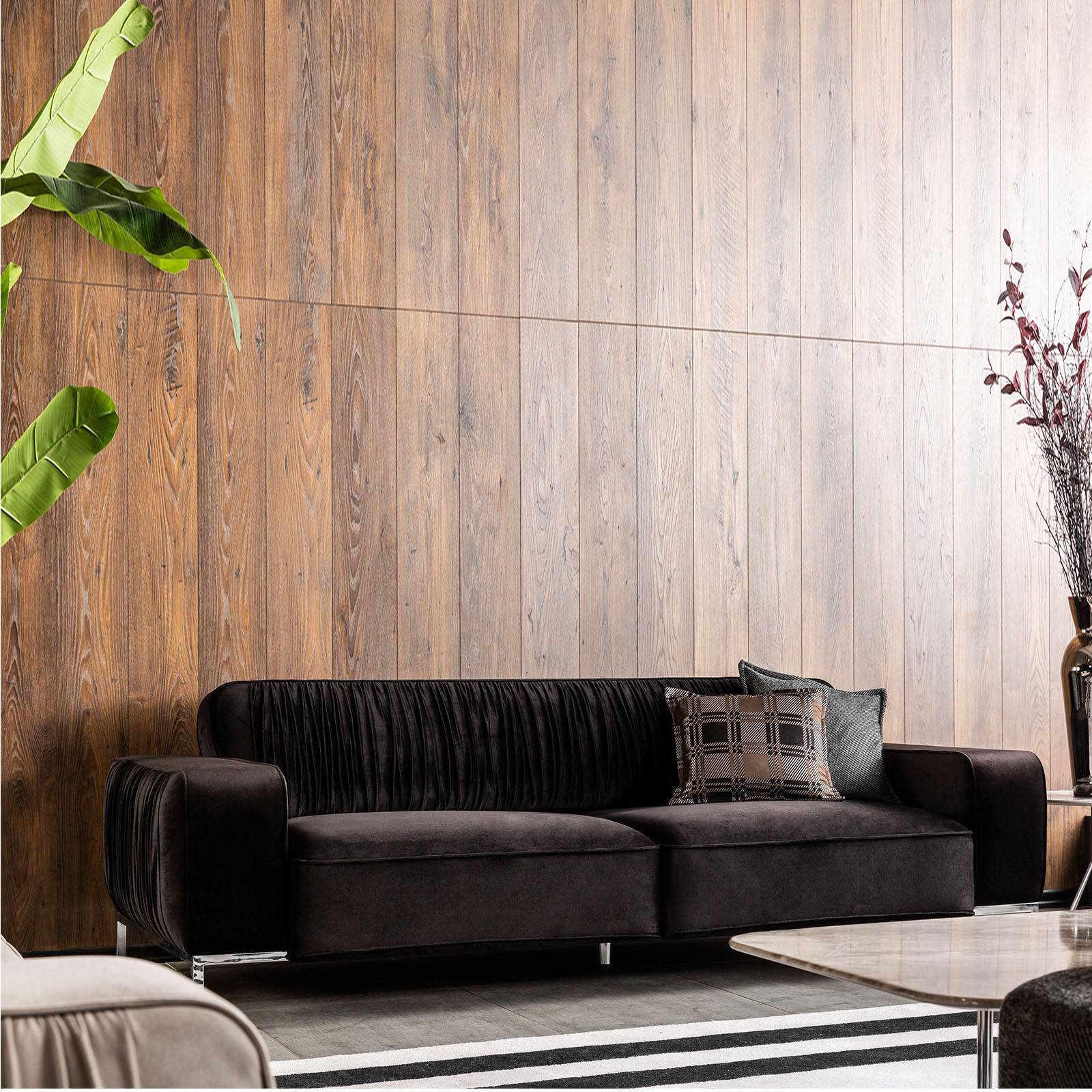 Beretta Black Sofa Black001 -  Sofas | كنبة 3 مقاعد سوداء بيريتا - ebarza Furniture UAE | Shop Modern Furniture in Abu Dhabi & Dubai - مفروشات ايبازرا في الامارات | تسوق اثاث عصري وديكورات مميزة في دبي وابوظبي