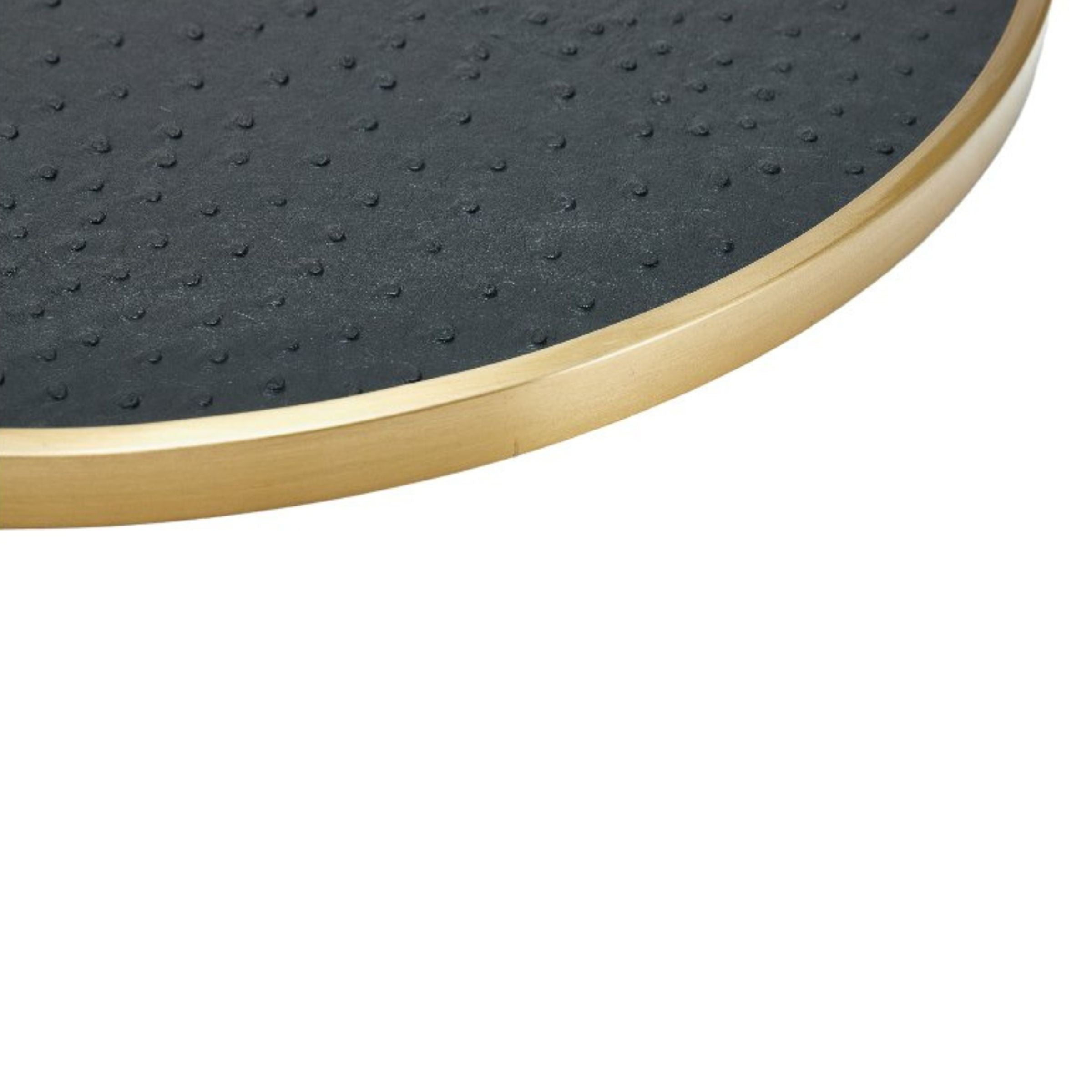 Black and brushed gold round decorative tray by Beacon, perfect for stylish home decor and serving.