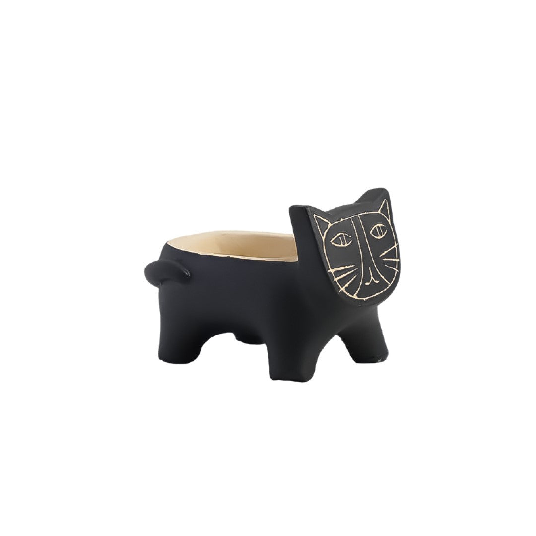 Black cat home decor figurine by BEACON, detailed black feline sculpture for stylish interior decoration.