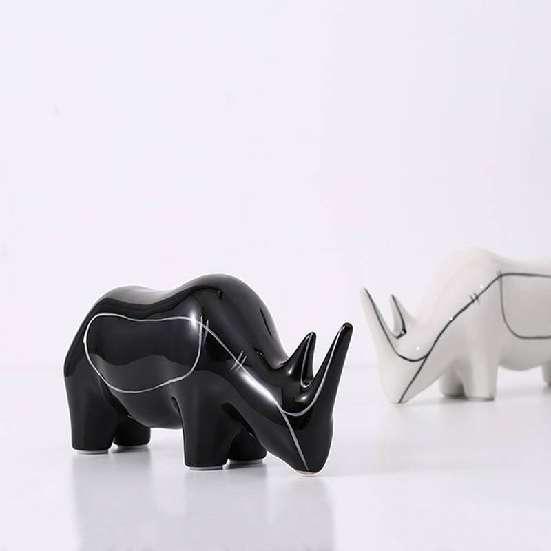 Black Hand Painted Rhino Ornament-A Fa-D21084A -  Home Decor Figurines | ديكور وحيد القرن مرسومة باليد باللون الأسود - ebarza Furniture UAE | Shop Modern Furniture in Abu Dhabi & Dubai - مفروشات ايبازرا في الامارات | تسوق اثاث عصري وديكورات مميزة في دبي وابوظبي