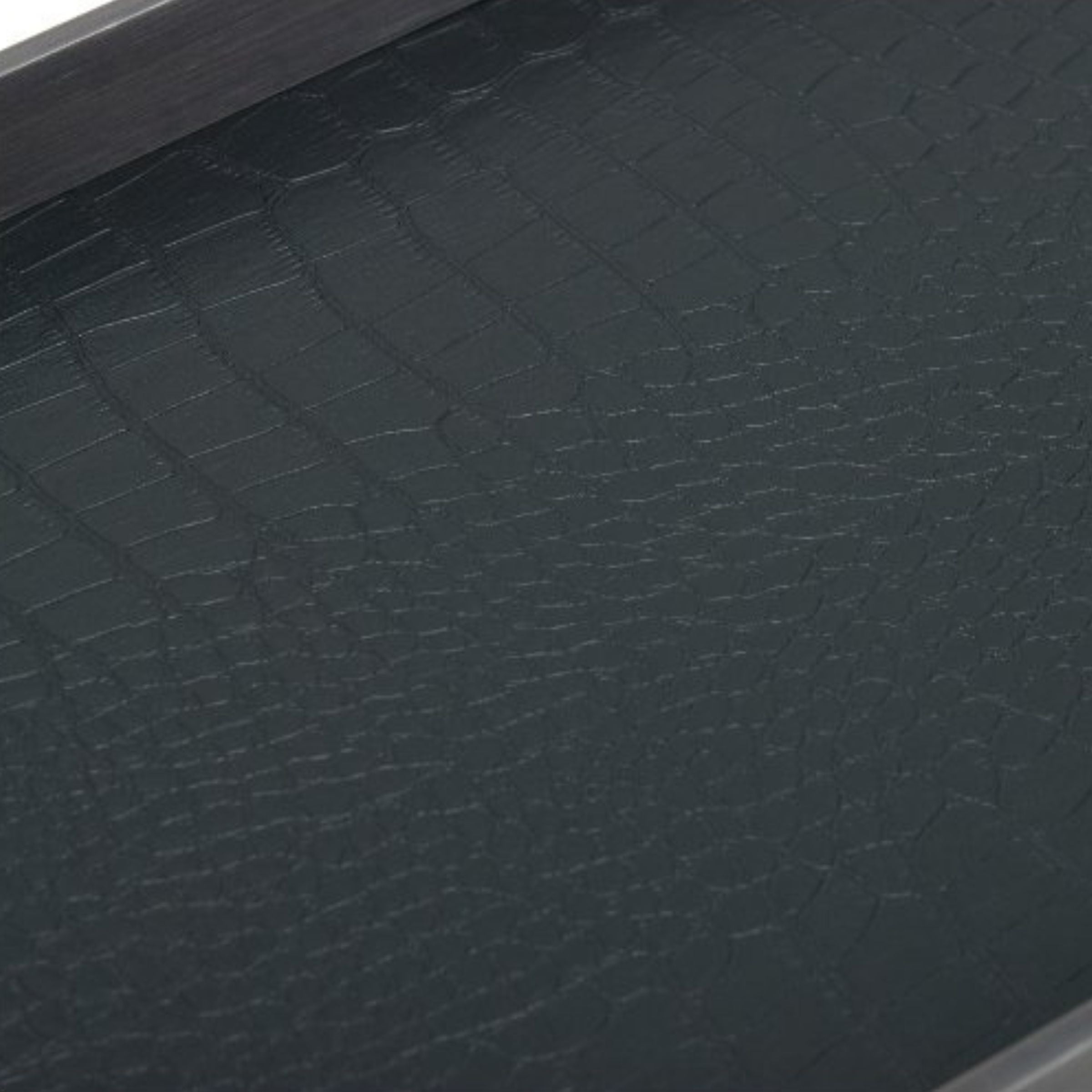 Black leather decorative tray by Beacon, L size, featuring a sleek, stylish design perfect for home decor or serving.