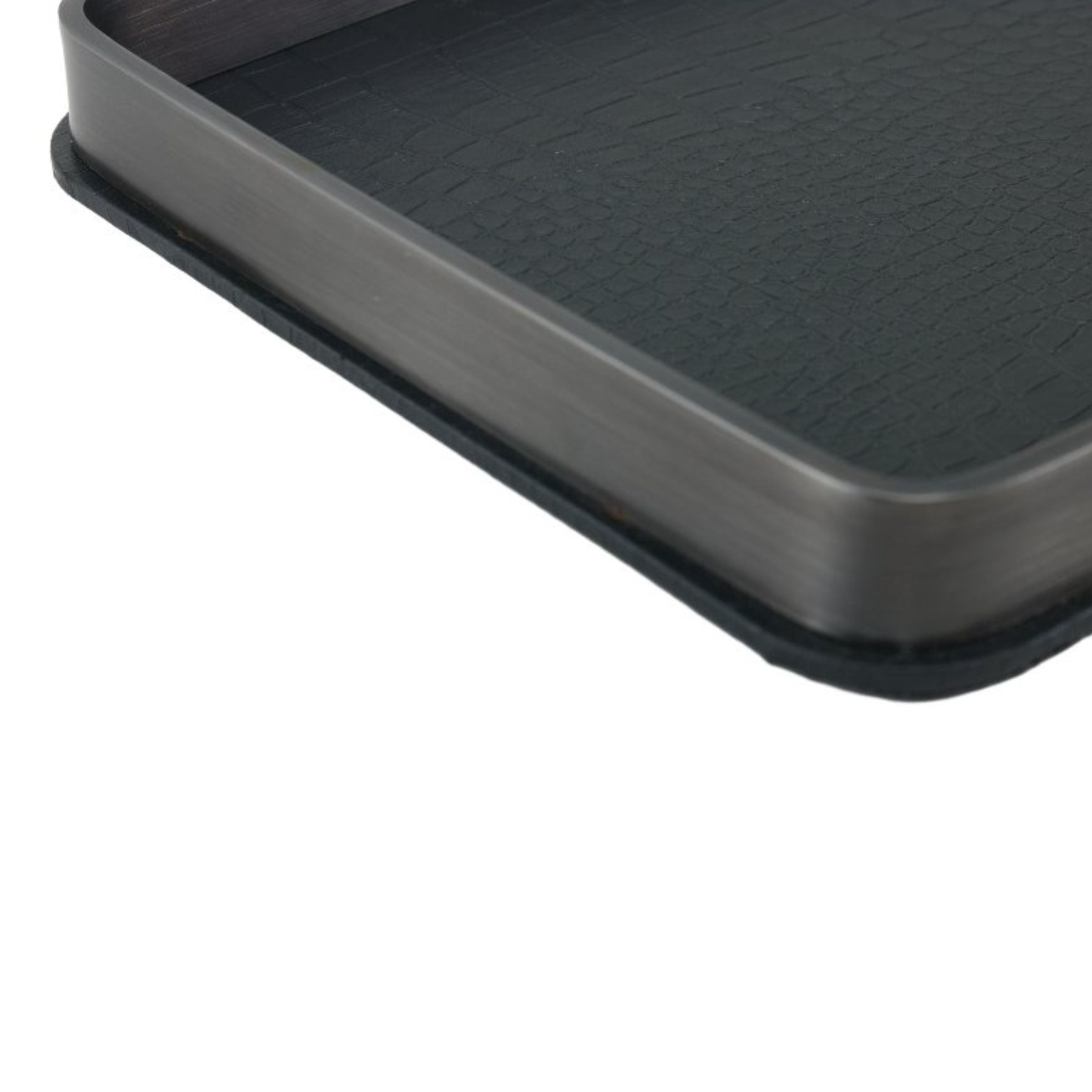 Black leather decorative tray by Beacon, large size, with a smooth finish and elegant design for stylish home organization.