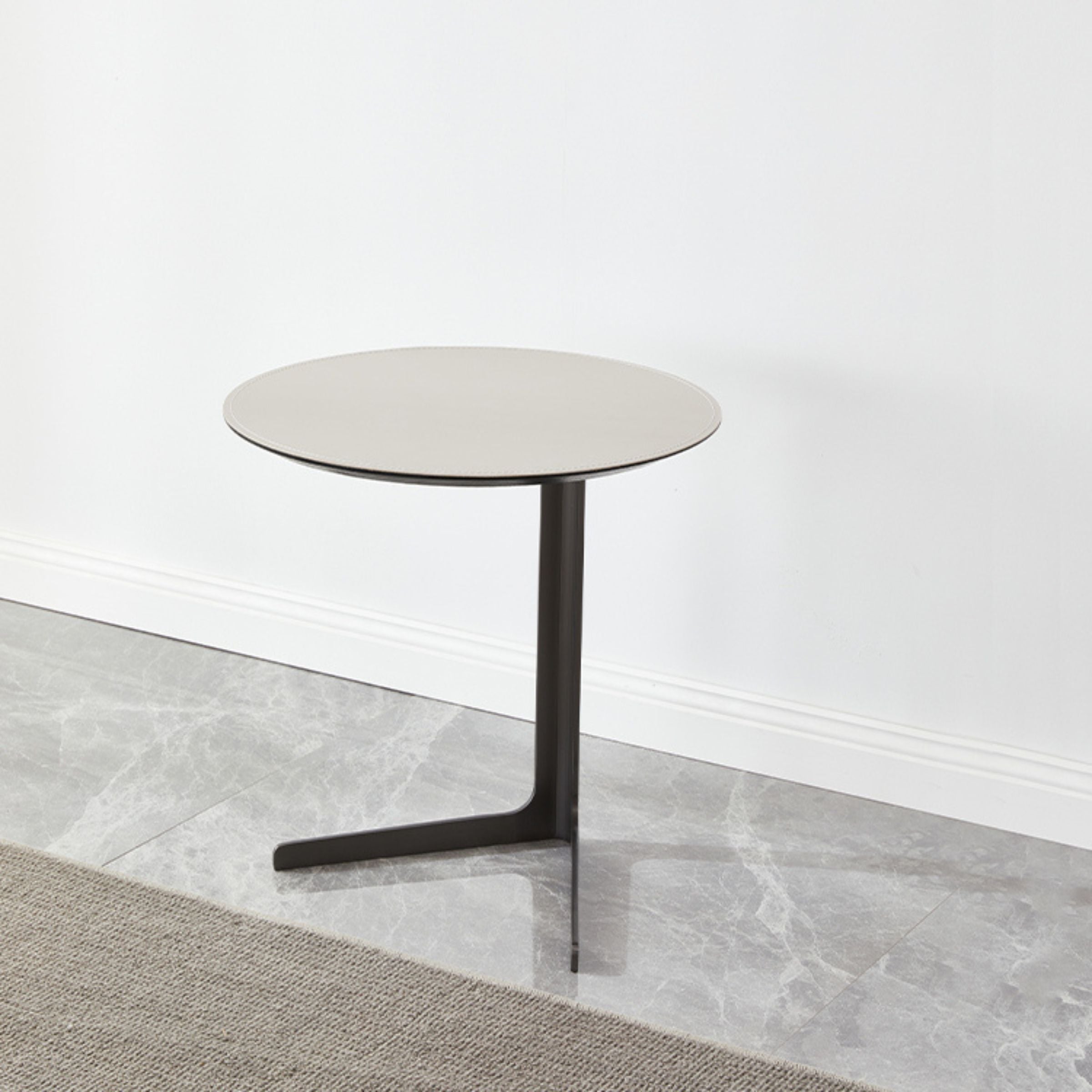 Black Legs Saddle Leather Side Table MLL-D75 BL -  Side Tables - ebarza Furniture UAE | Shop Modern Furniture in Abu Dhabi & Dubai - مفروشات ايبازرا في الامارات | تسوق اثاث عصري وديكورات مميزة في دبي وابوظبي