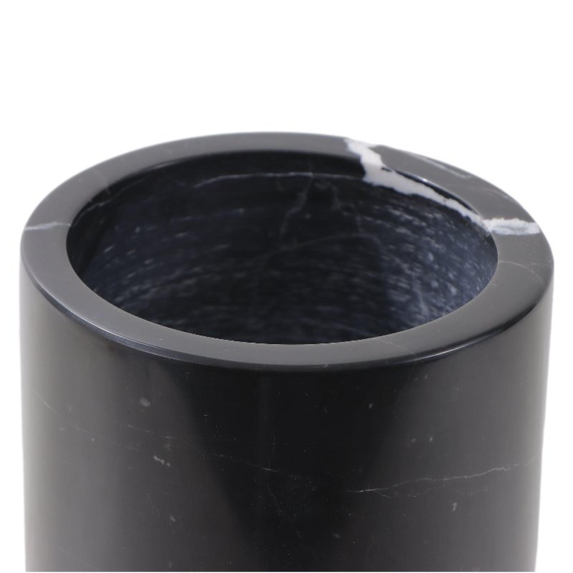 Black marble vase from BEACON F1373A with a sleek, polished finish, designed for elegant home decor.