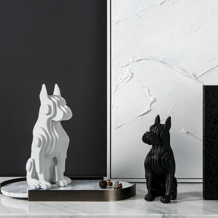Black Resin Abstract Dog Sculpture - Small Fc-Sz2132B -  Home Decor Figurines | تمثال كلب تجريدي من الراتنج الأسود - صغير - ebarza Furniture UAE | Shop Modern Furniture in Abu Dhabi & Dubai - مفروشات ايبازرا في الامارات | تسوق اثاث عصري وديكورات مميزة في دبي وابوظبي