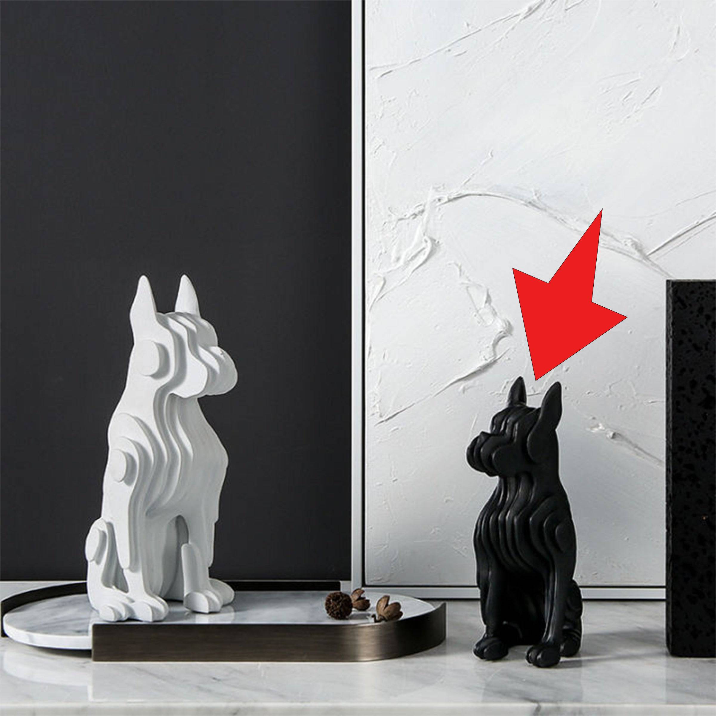 Black Resin Abstract Dog Sculpture - Small Fc-Sz2132B -  Home Decor Figurines | تمثال كلب تجريدي من الراتنج الأسود - صغير - ebarza Furniture UAE | Shop Modern Furniture in Abu Dhabi & Dubai - مفروشات ايبازرا في الامارات | تسوق اثاث عصري وديكورات مميزة في دبي وابوظبي