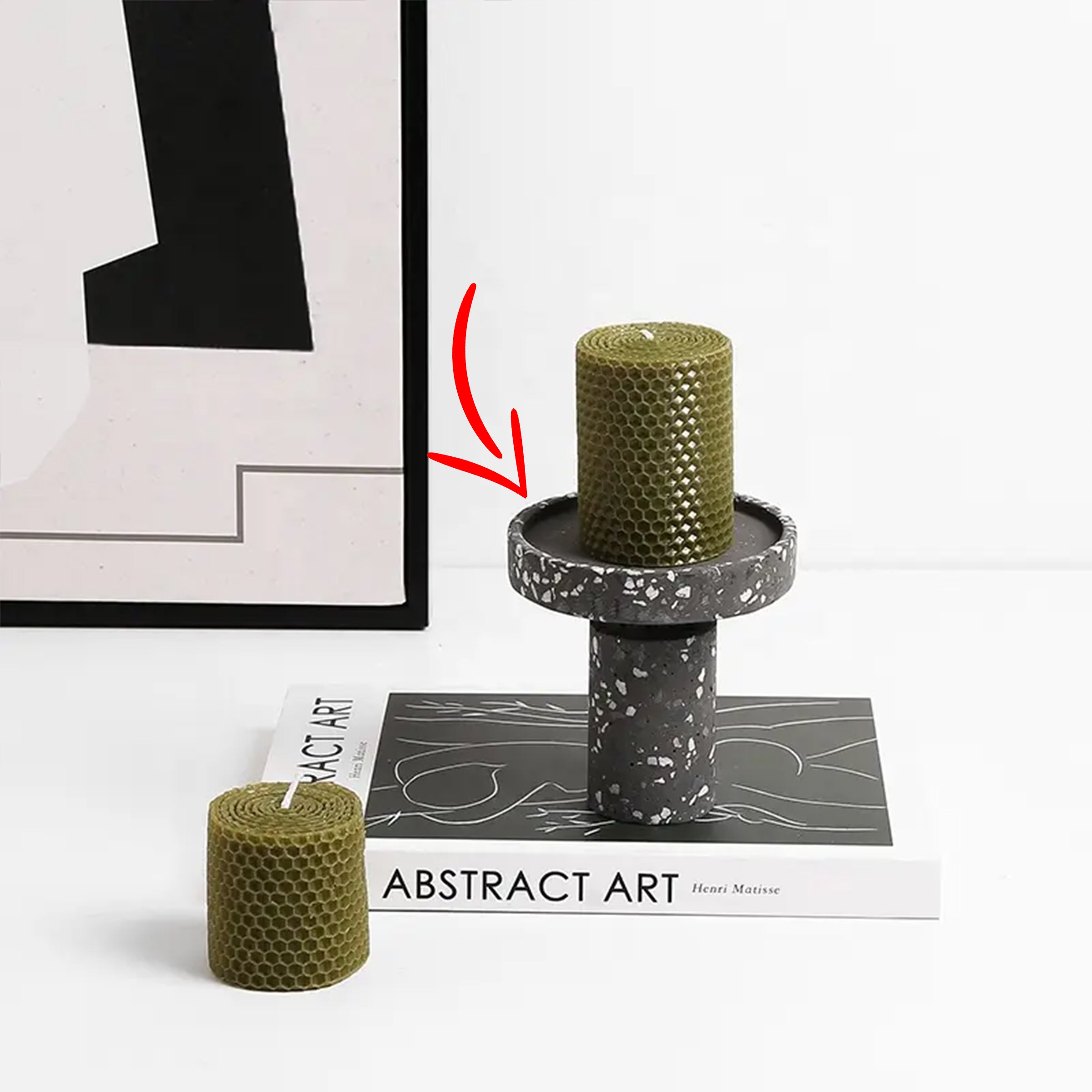 Black Terrazzo Candleholder FB-T2218B -  Candle Holders - ebarza Furniture UAE | Shop Modern Furniture in Abu Dhabi & Dubai - مفروشات ايبازرا في الامارات | تسوق اثاث عصري وديكورات مميزة في دبي وابوظبي