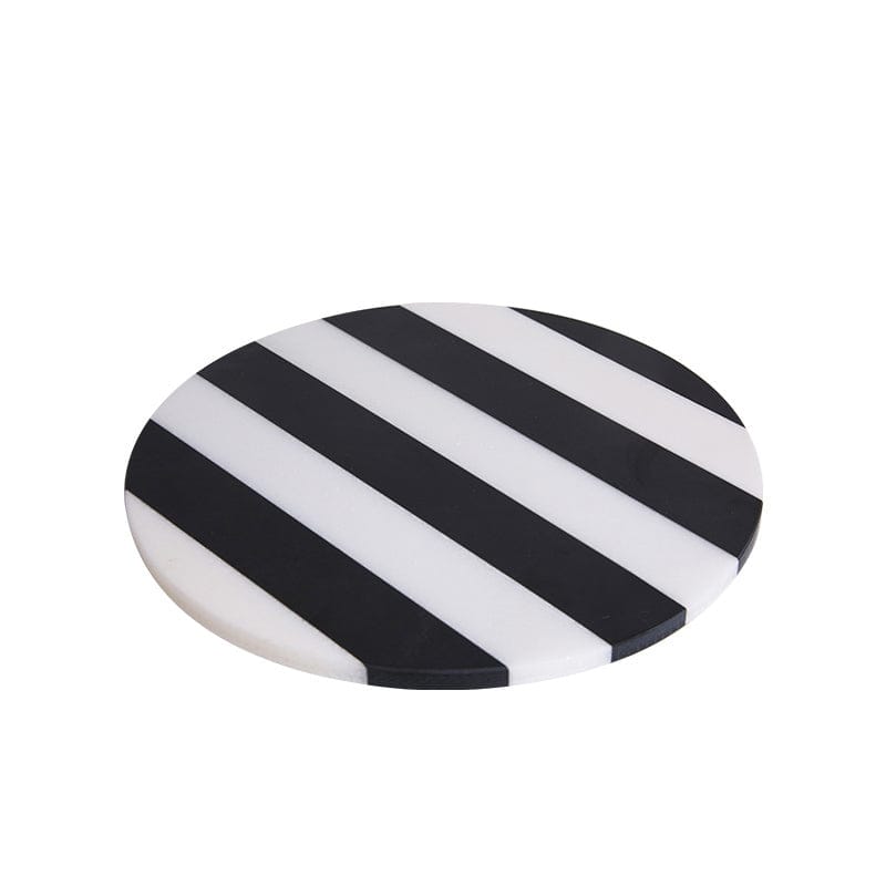 Black & White Striped Marble Round Tray Fb-T2109 -  Trays | صينية دائرية من الرخام الأسود والأبيض - ebarza Furniture UAE | Shop Modern Furniture in Abu Dhabi & Dubai - مفروشات ايبازرا في الامارات | تسوق اثاث عصري وديكورات مميزة في دبي وابوظبي