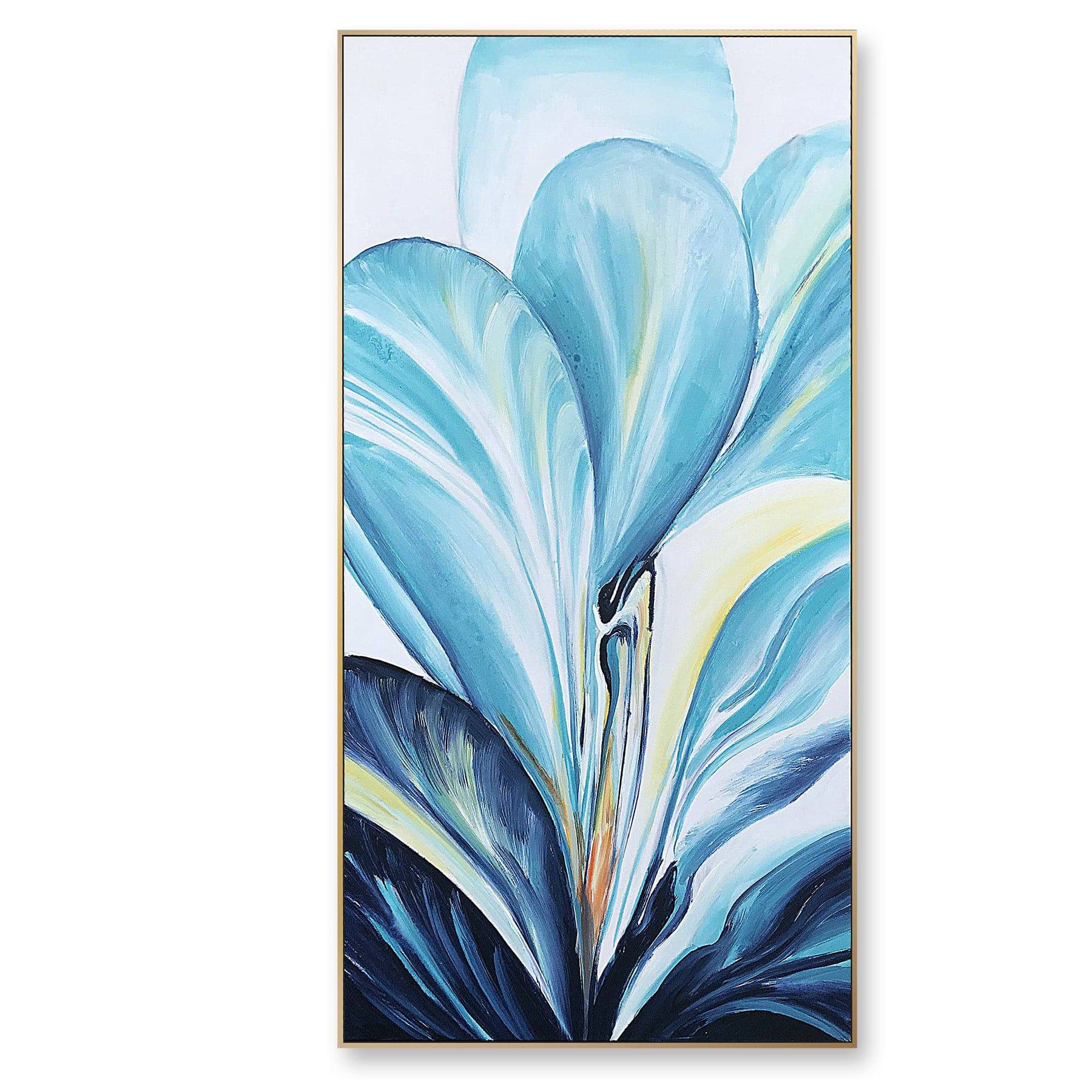 Blue Flower Hand Painted Art Painting With 160X80 Cm Frame Soaap0008 -  Paintings | 160X80 لوحة فنية مرسومة باليد بإطار سم - ebarza Furniture UAE | Shop Modern Furniture in Abu Dhabi & Dubai - مفروشات ايبازرا في الامارات | تسوق اثاث عصري وديكورات مميزة في دبي وابوظبي