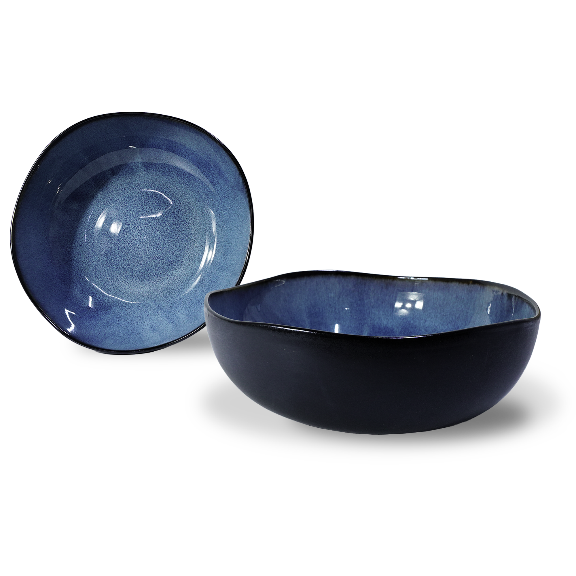 Blue Wave Big Bowl by BEACON featuring black and blue design, large ceramic bowl perfect for serving or display.
