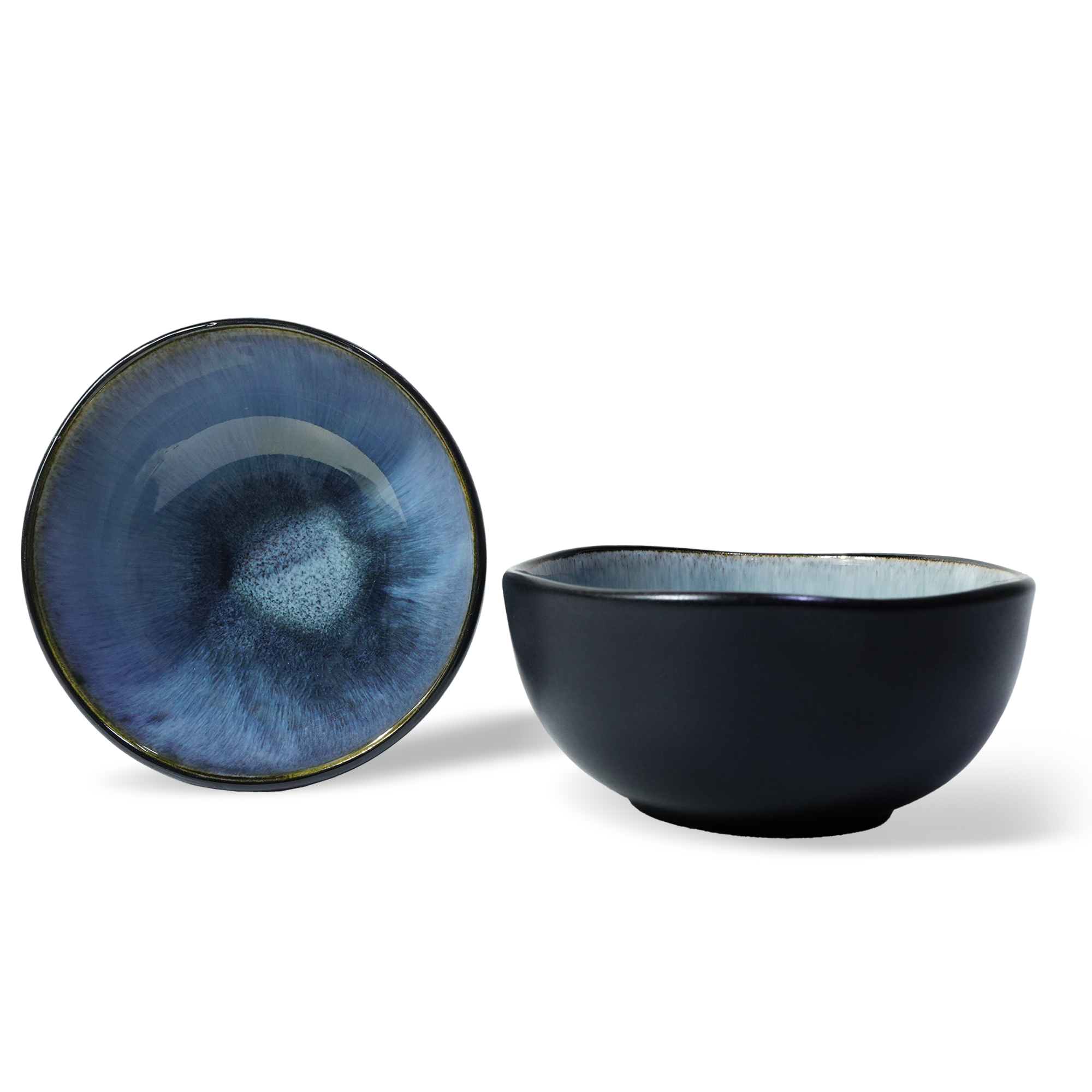 Blue Wave Bowl by Beacon, black and blue ceramic bowl with a wave design, perfect for serving or decorative use.