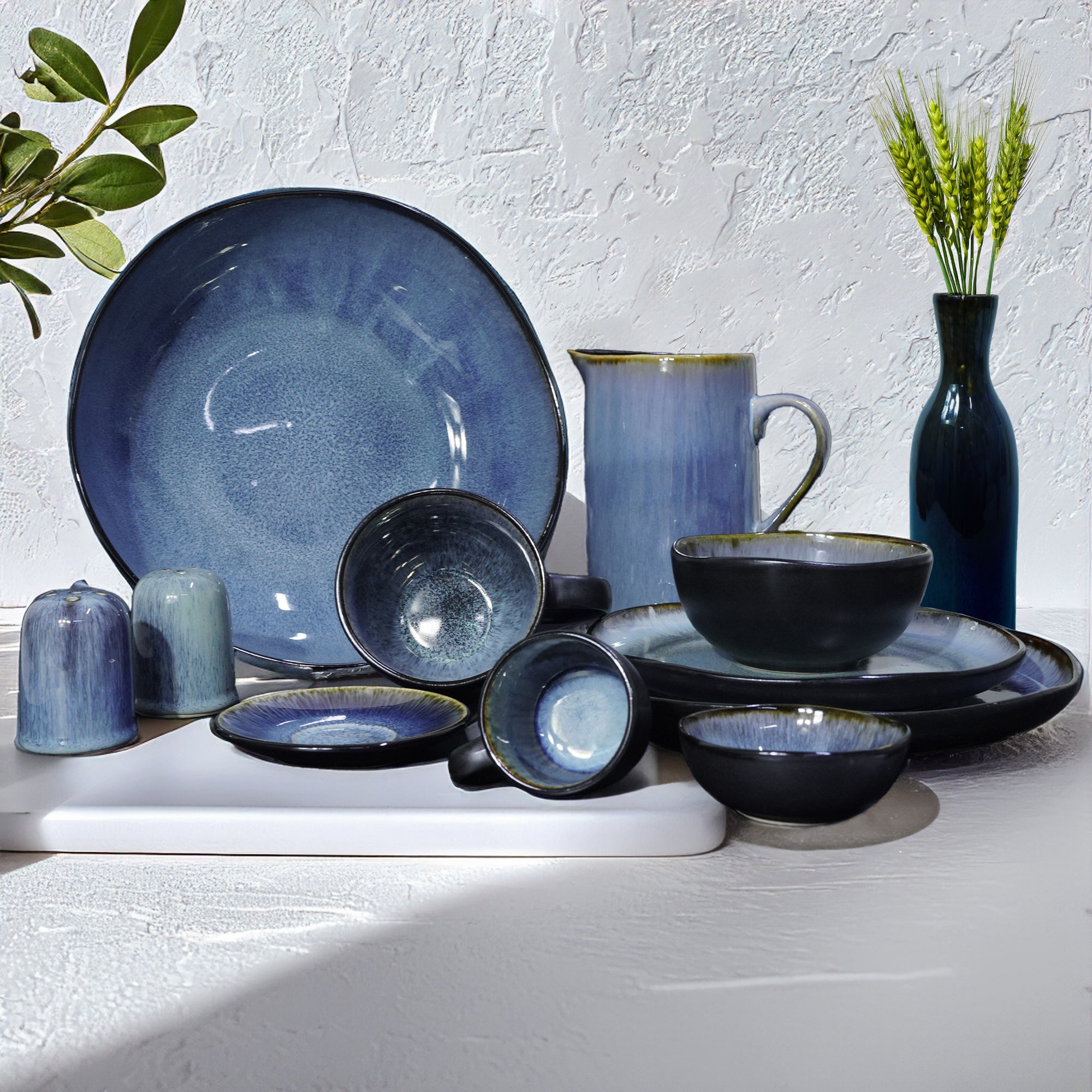 Blue Wave Jug in black and blue from BEACON drinkware collection, featuring a sleek design and vibrant blue wave pattern.