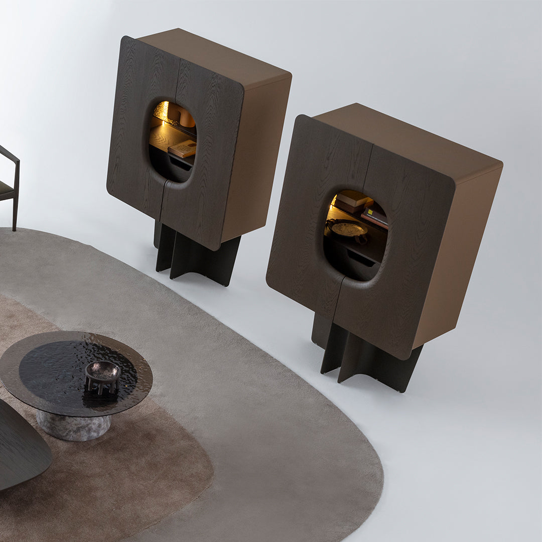 HOMAGE KOLTUK Bold Showcase Cabinet HM-B/CABINET015 with sleek wood finish and modern design, ideal for living room storage.