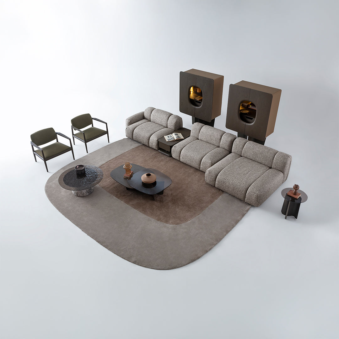 HOMAGE KOLTUK bold showcase cabinet HM-B/CABINET015 with glass doors and wooden finish, ideal for living room storage.