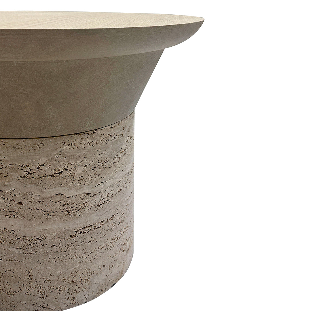 Bordeaux travertine side table from A2STONE featuring a sleek, rectangular design with natural stone surface and sturdy base.