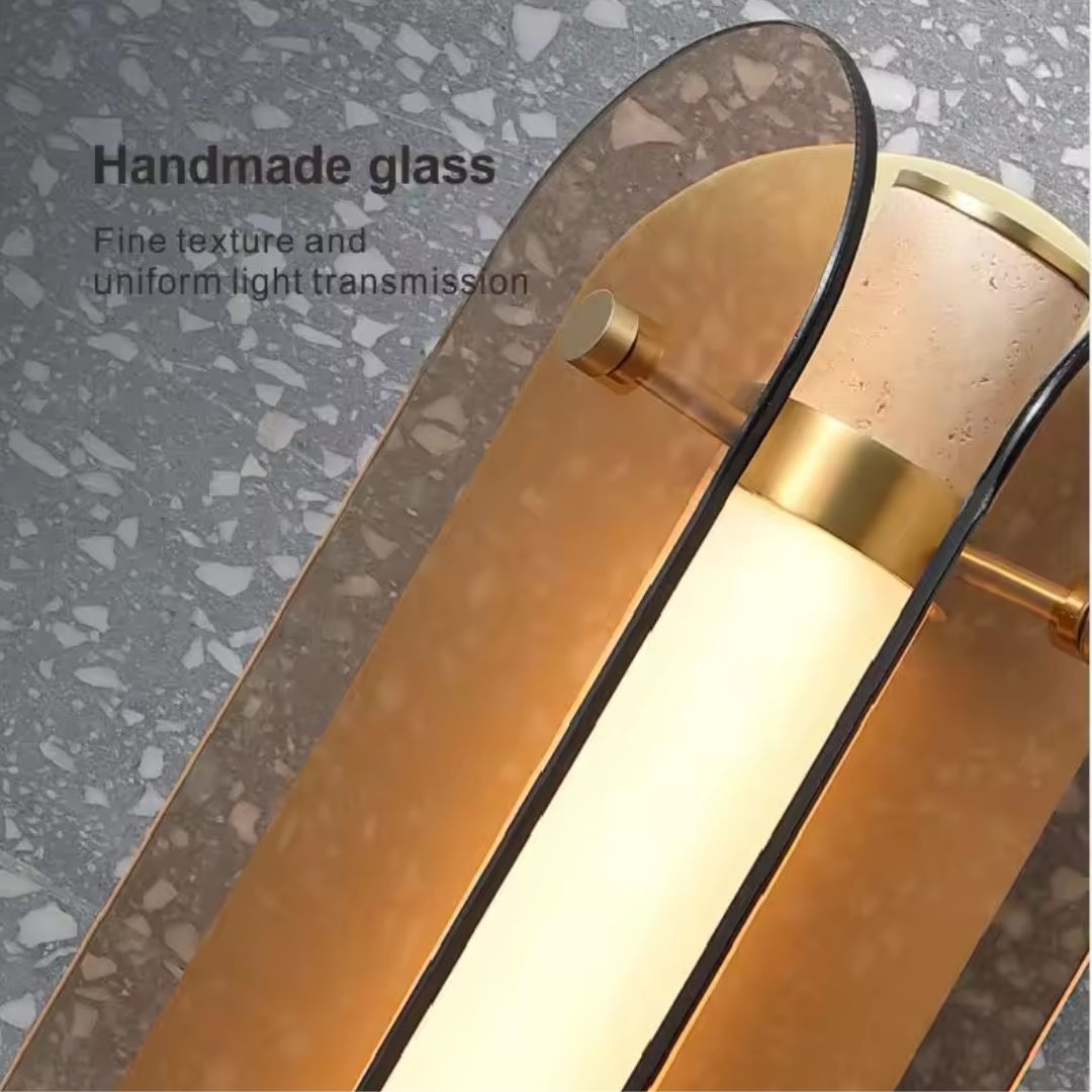 Brass aluminum and marble LED wall lamp with modern design, model MB21955-2-150, from Beacon wall lamps collection.