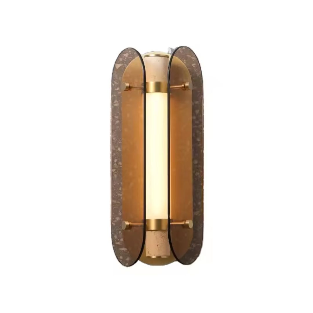 Brass aluminum and marble LED wall lamp with modern design, ideal for stylish indoor lighting, model MB21955-2-150.