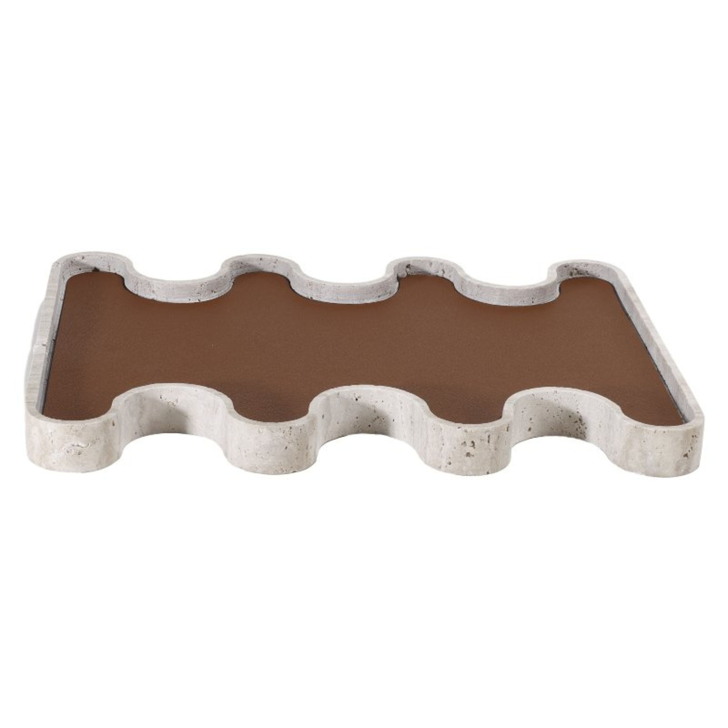 BROWN MARBLE LEATHER TRAY-L  G1000L -  Trays - ebarza Furniture UAE | Shop Modern Furniture in Abu Dhabi & Dubai - مفروشات ايبازرا في الامارات | تسوق اثاث عصري وديكورات مميزة في دبي وابوظبي