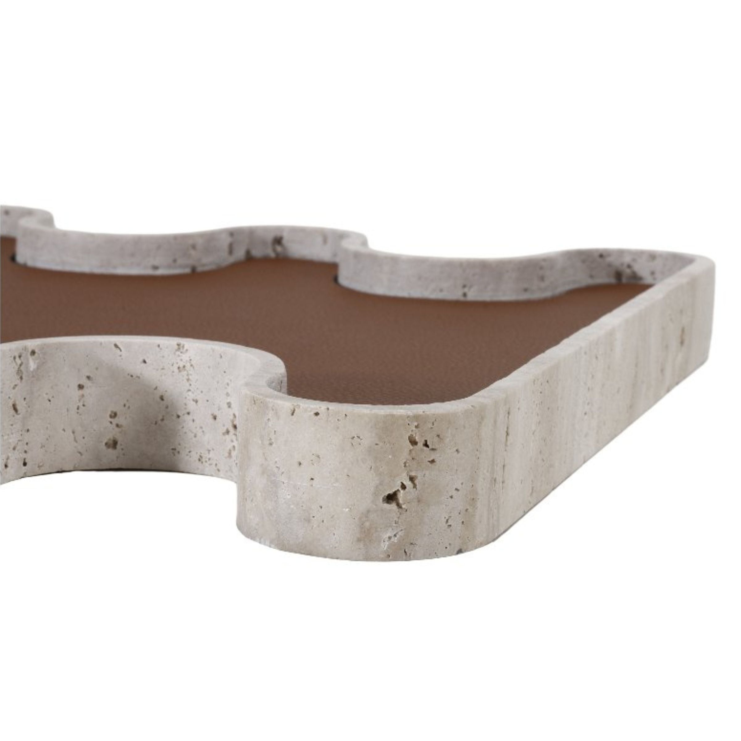 BROWN MARBLE LEATHER TRAY-L  G1000L -  Trays - ebarza Furniture UAE | Shop Modern Furniture in Abu Dhabi & Dubai - مفروشات ايبازرا في الامارات | تسوق اثاث عصري وديكورات مميزة في دبي وابوظبي