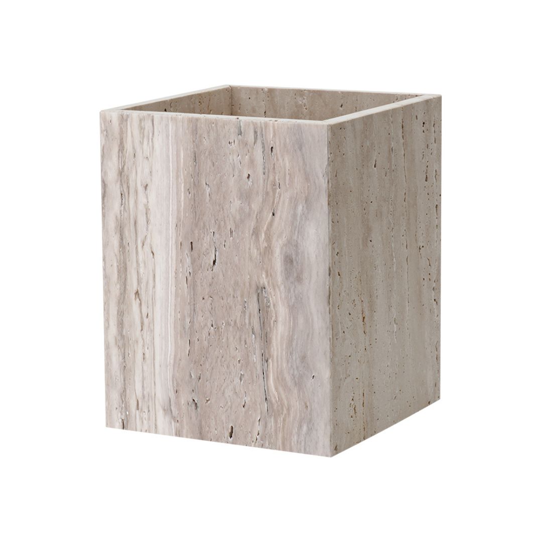 BEACON BRUNO garbage bin and planter box for bathroom, black plastic container with removable lid and drainage holes