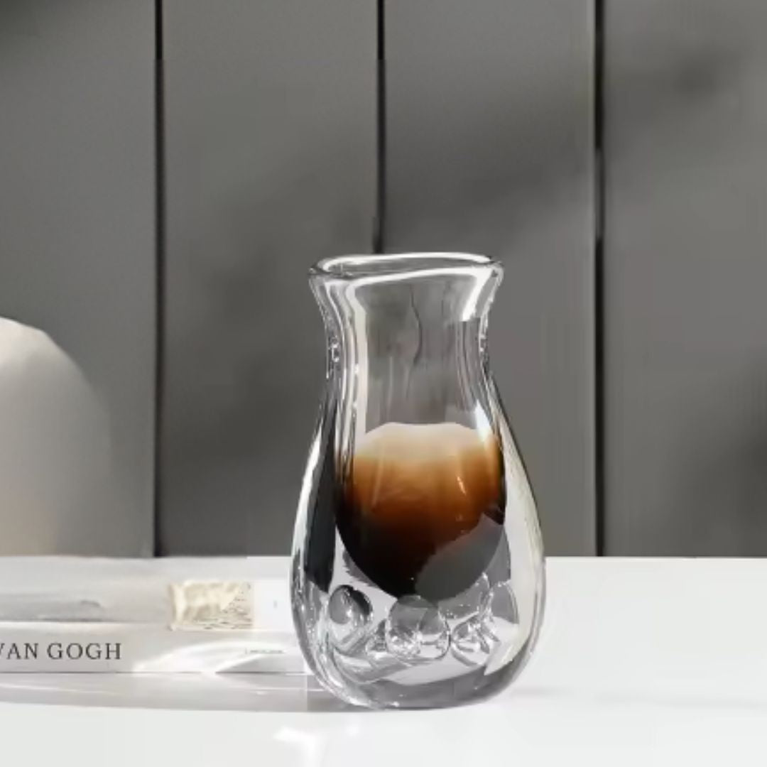 Brown short Bubble Thick Vase by BEACON, featuring a textured glass design perfect for modern home decor.