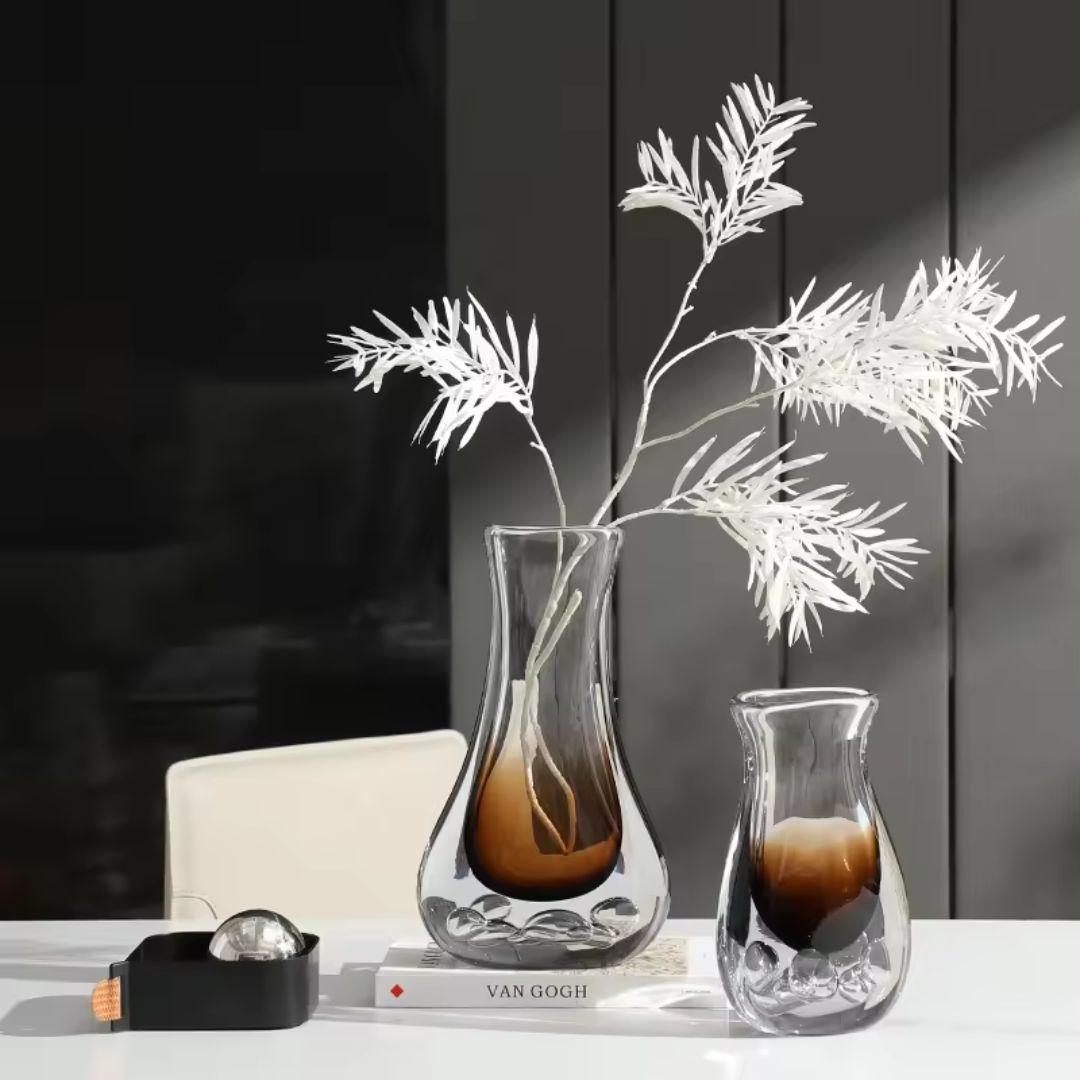 Tall brown BEACON Bubble Thick Vase with a textured, rounded design, perfect for modern floral arrangements.