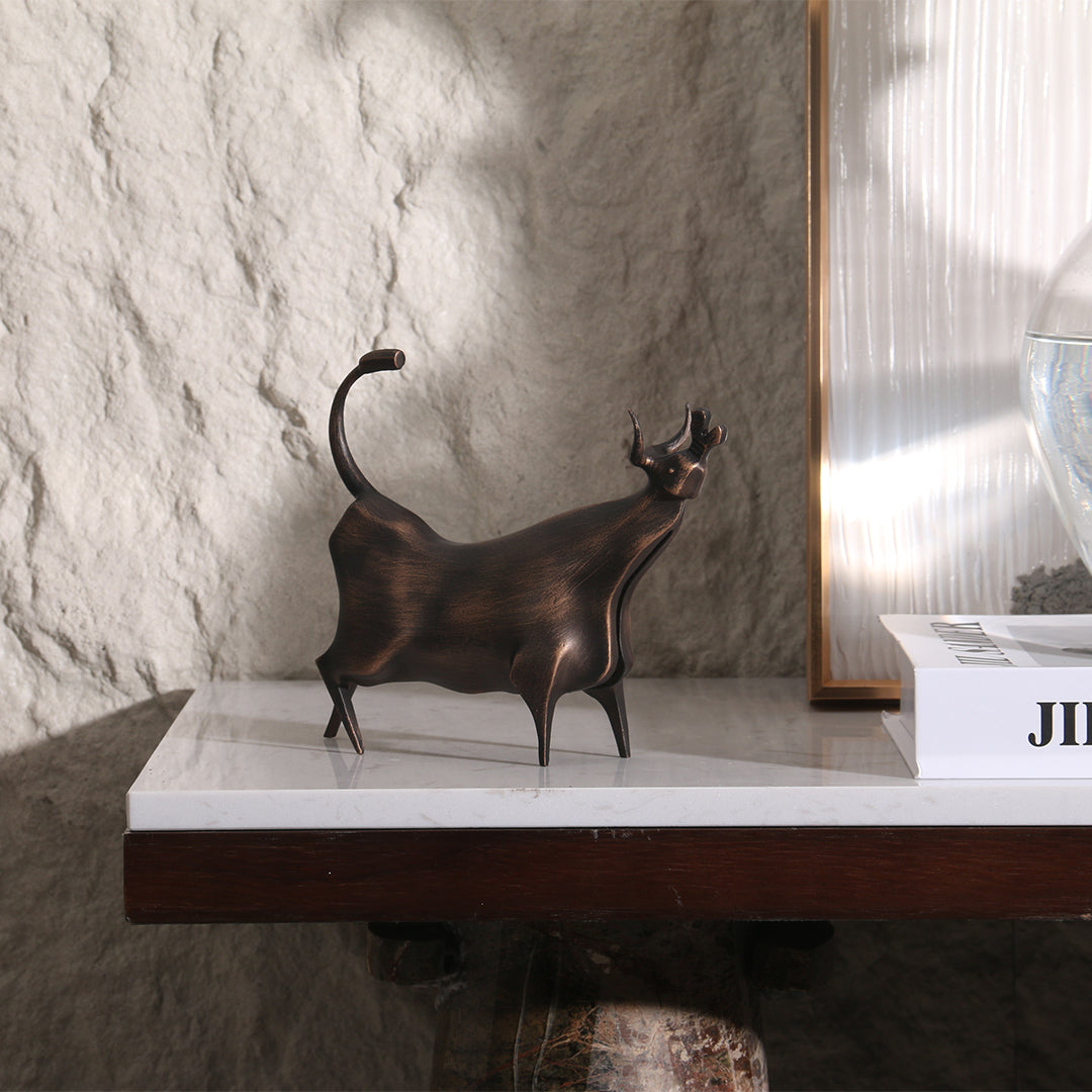 BEACON Bull Sculpture KA3067B home decor figurine, detailed metallic bull sculpture for stylish interior decoration.