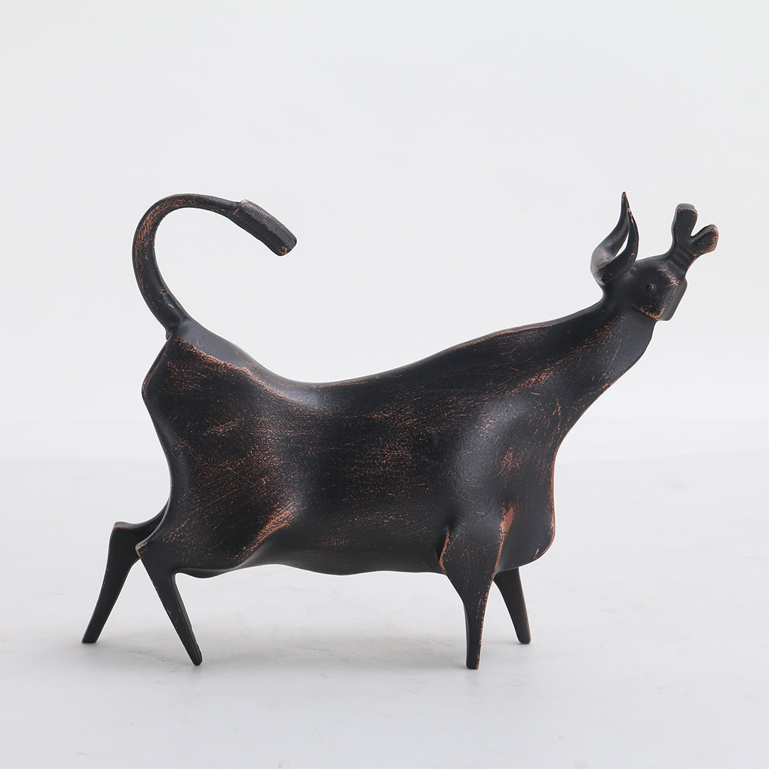 BEACON bull sculpture home decor figurine, detailed metal bull figurine for stylish room decoration.