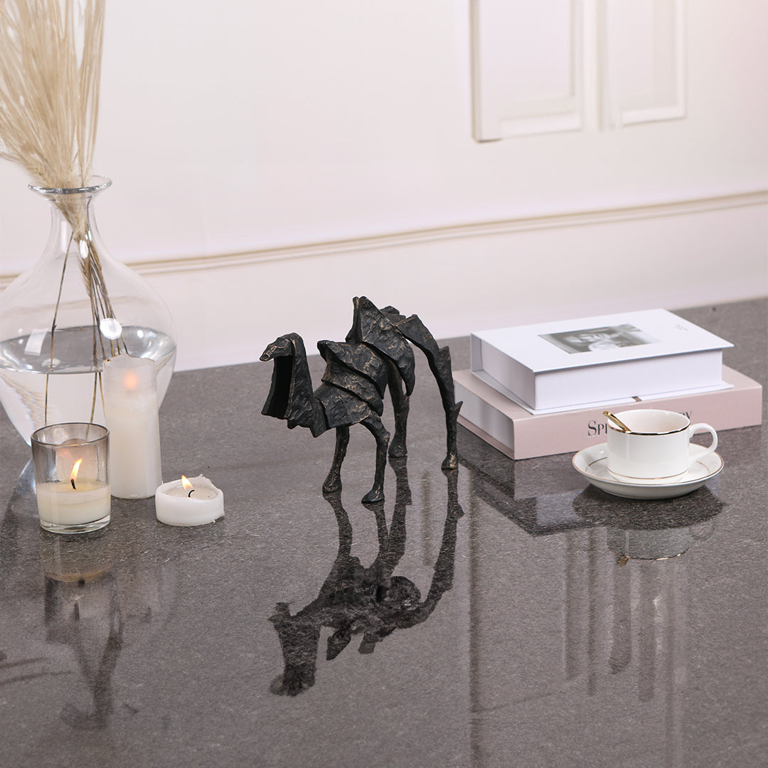 BEACON camel sculpture home decor figurine, beige ceramic camel figure for elegant interior decoration.