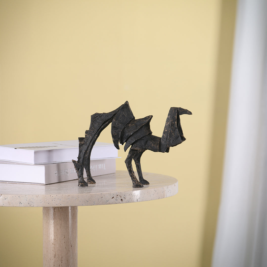 BEACON camel sculpture home decor figurine, detailed beige camel statue for stylish interior decorating.
