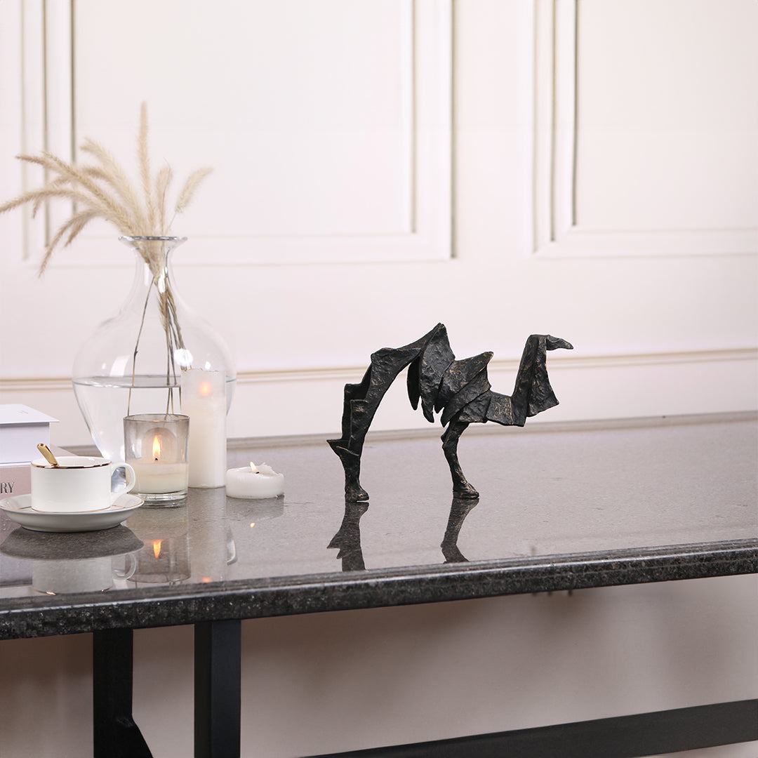 BEACON camel sculpture home decor figurine, detailed beige camel figurine for decorative display.