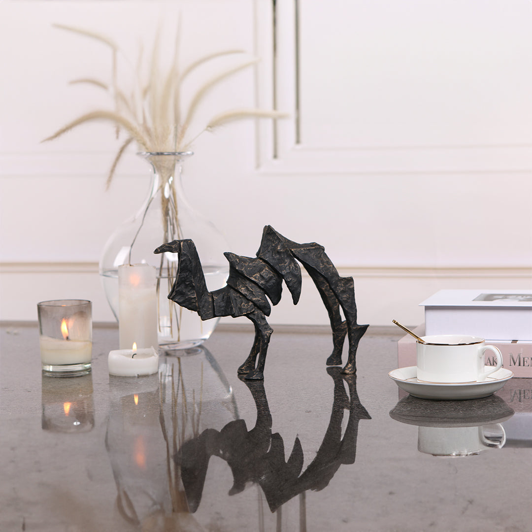Beige camel sculpture from BEACON home decor figurines collection, detailed and artistic decorative animal figurine.