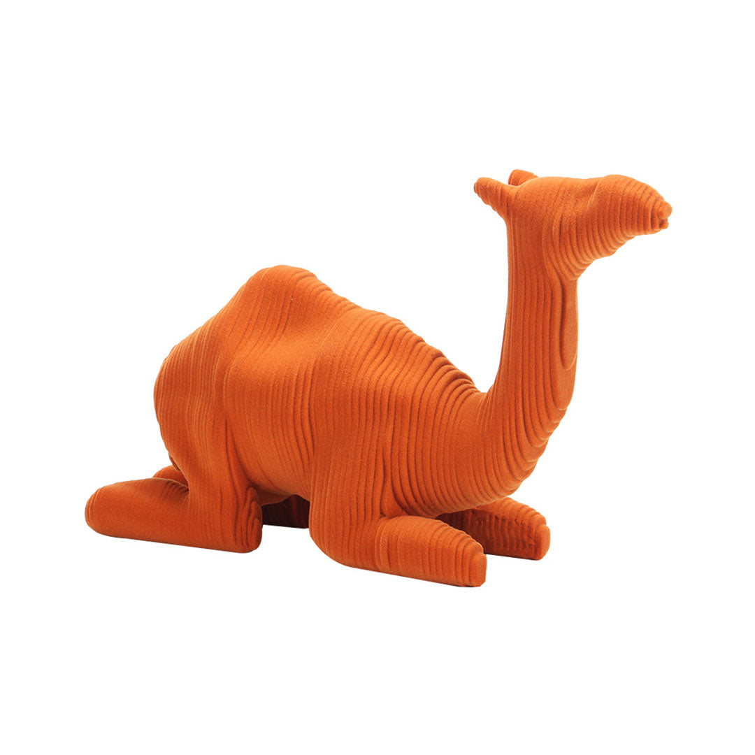 Orange ceramic camel sculpture from BEACON home decor figurines collection, detailed and stylish for interior decoration.