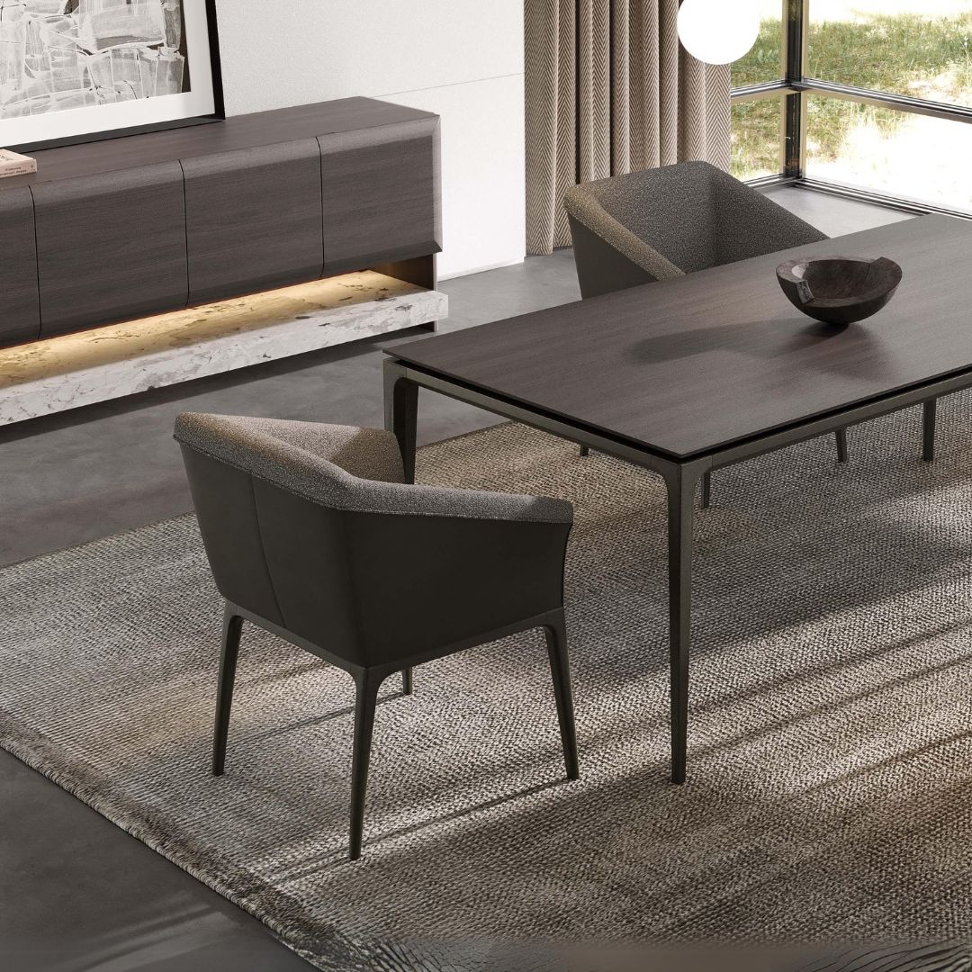 YOL LIVING Capria dining chair with wooden legs and upholstered seat, modern design for dining room or kitchen.